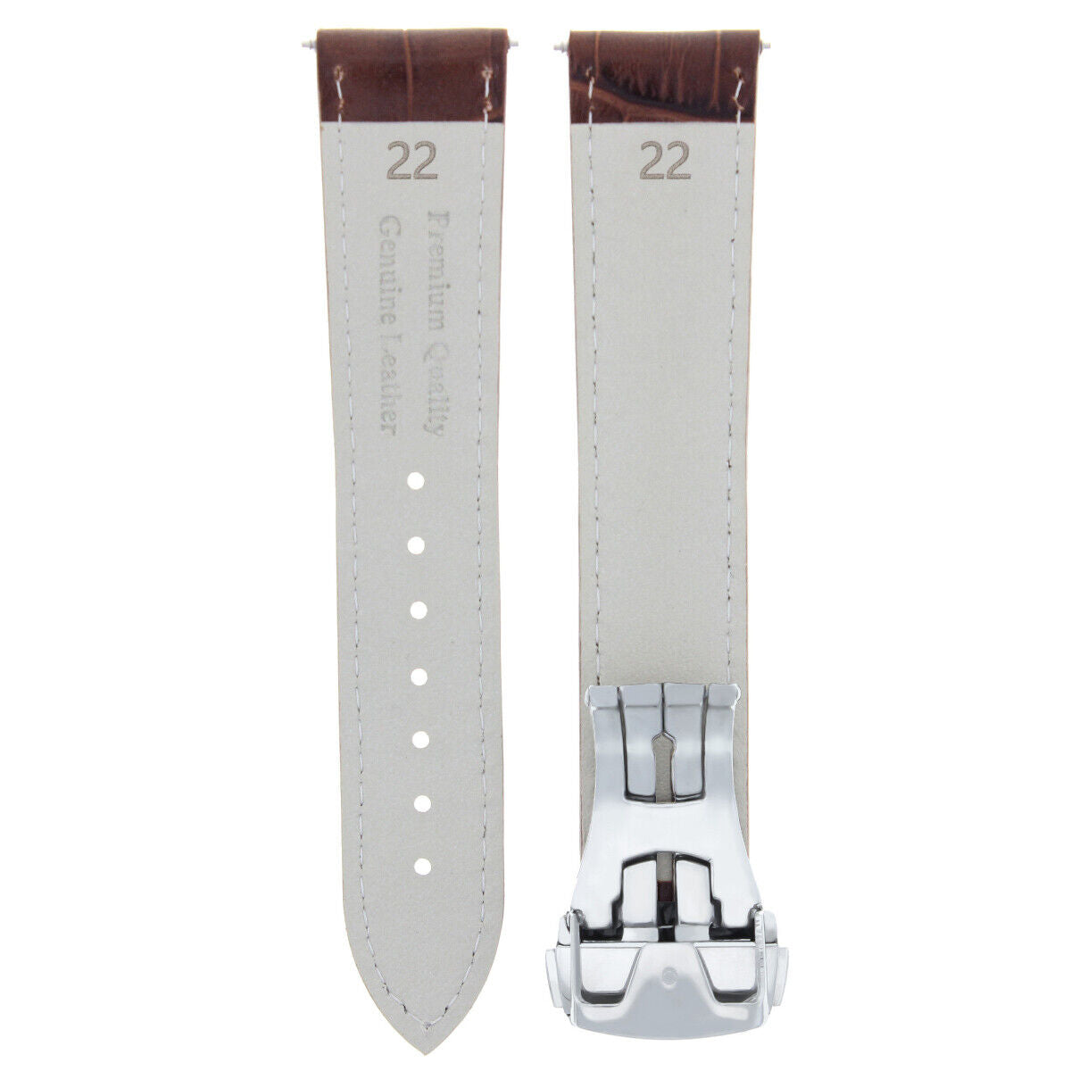22MM LEATHER WATCH BAND STRAP FOR OMEGA SEAMASTER PLANET WATCH CLASP D/BROWN