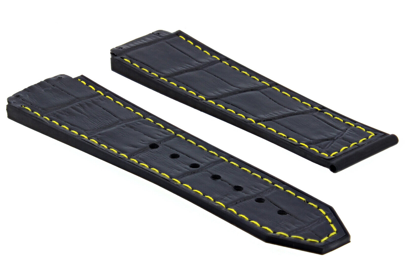 24MM ALLIGATOR LEATHER RUBBER BAND STRAP FOR HUBLOT BIG BANG 2 BK SCREW S/DRIVER