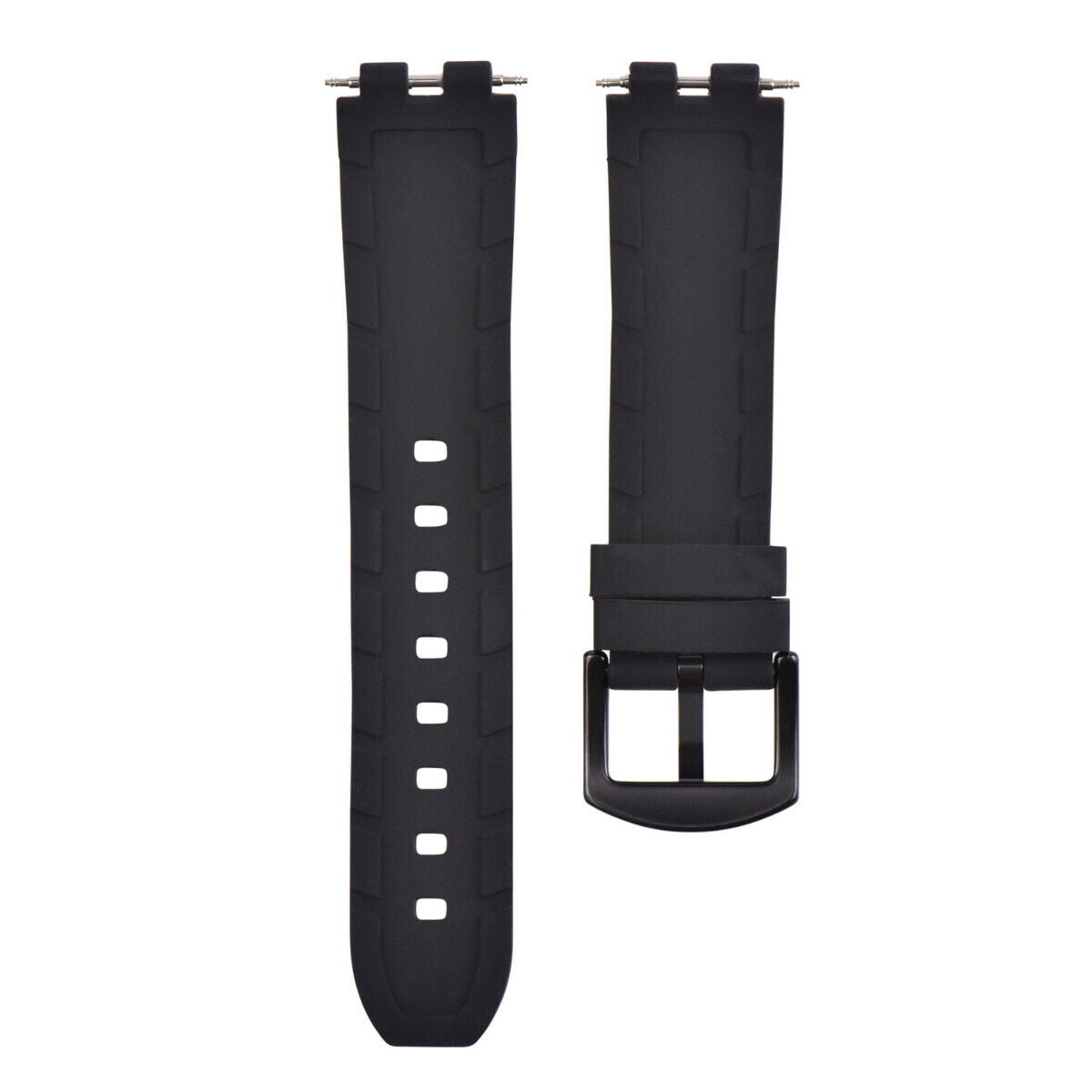 SILICONE RUBBER WATCH BAND STRAP FOR PEBBLE PVD WATCH BLACK BUCKLE BLACK