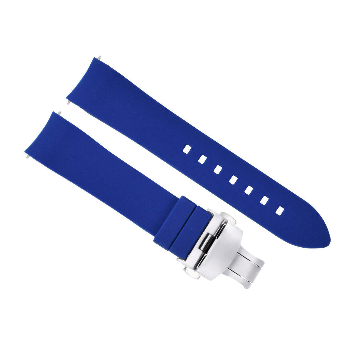 CURVED END SILICONE RUBBER STRAP FOR OMEGA SEAMASTER - 19MM