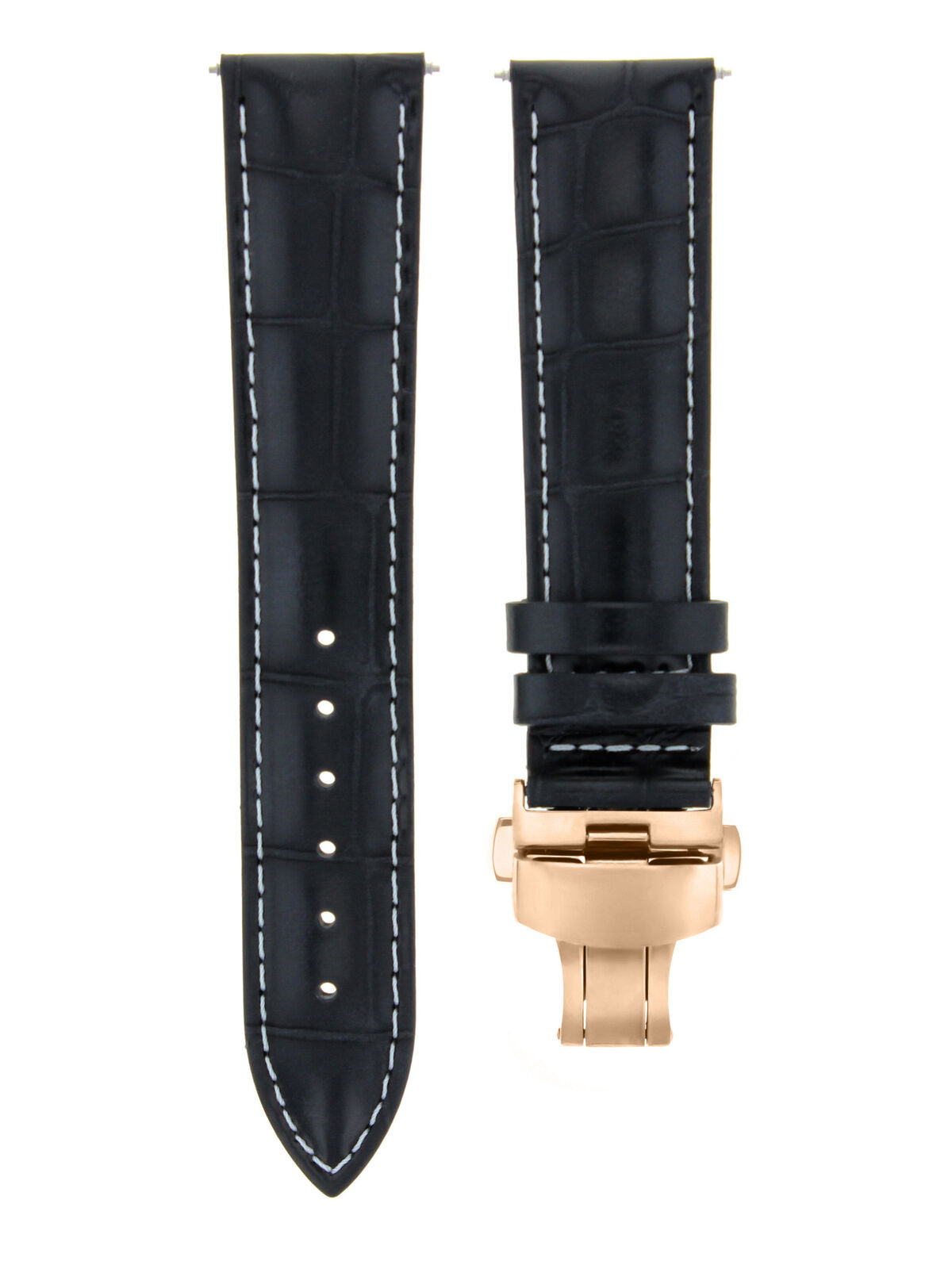 LEATHER WATCH BAND STRAP FOR CITIZEN CLASP ROSE BLACK - 21MM