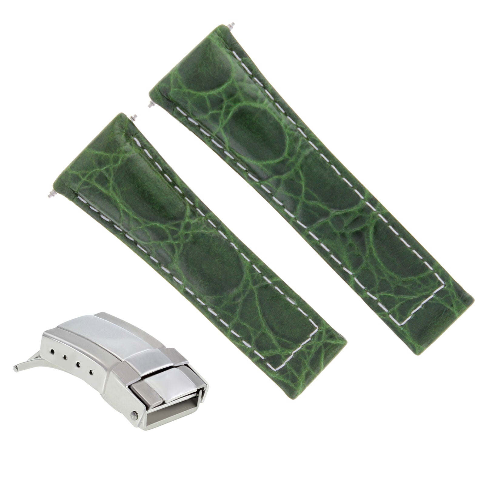 GENUINE LEATHER WATCH STRAP FOR ROLEX DAYTONA SHORT BLACK,TAN,GREEN STEEL