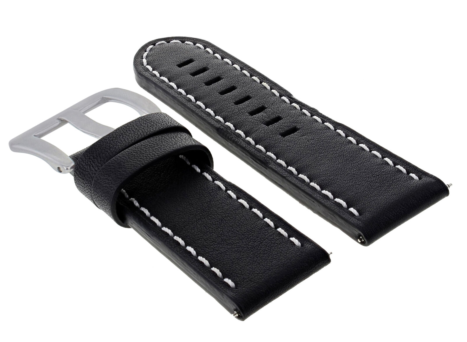 22MM LEATHER WATCH BAND STRAP FOR BREITLING NAVITIMER COLT CHRONOMAT BLACK WS