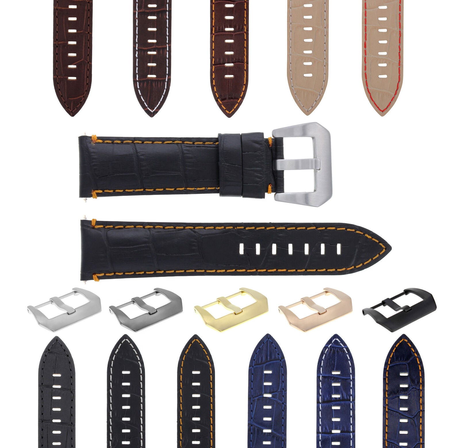 GENUINE ITALIAN LEATHER WATCH BAND STRAP FOR ANY BRAND WATCH - 24MM