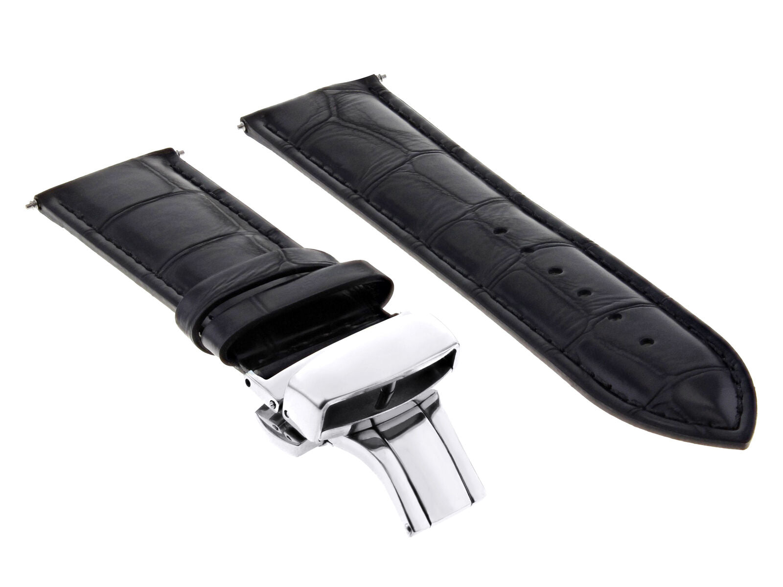 LEATHER WATCH BAND STRAP FOR OMEGA SEAMASTER + CLASP - 24 MM