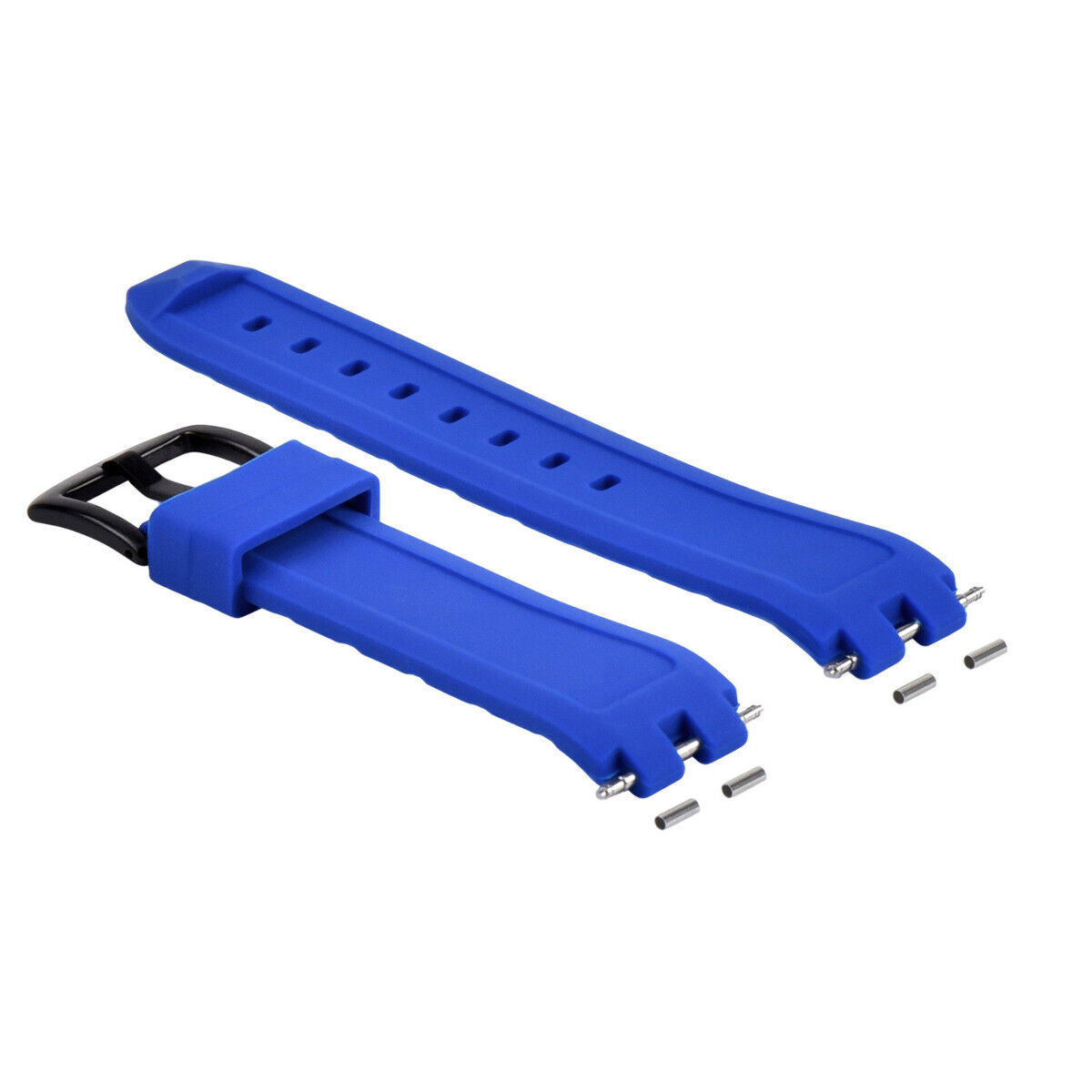 SILICONE RUBBER WATCH BAND STRAP FOR PEBBLE WATCH PVD BLACK BUCKLE BLUE