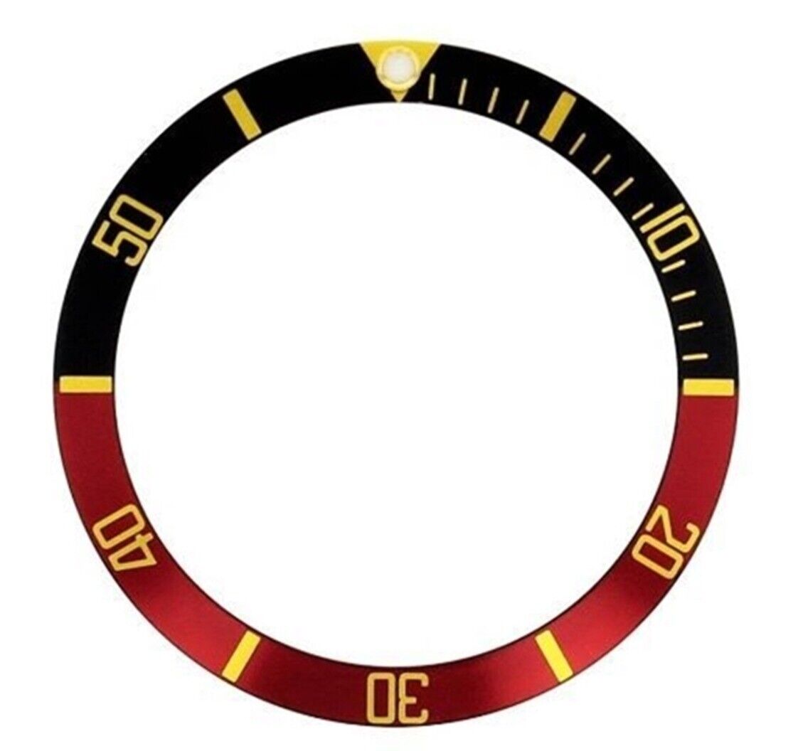 BEZEL INSERT ALUMINUM FOR TUDOR 7928 7922 7016 7016/0 7021/0 BLACK/RED GOLD/FONT