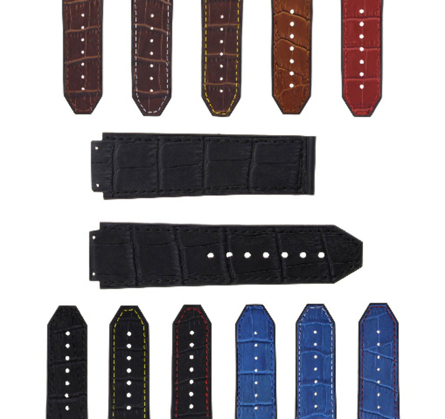 24MM ALLIGATOR LEATHER RUBBER WATCH BAND STRAP FOR 44-45MM HUBLOT H BIG BANG