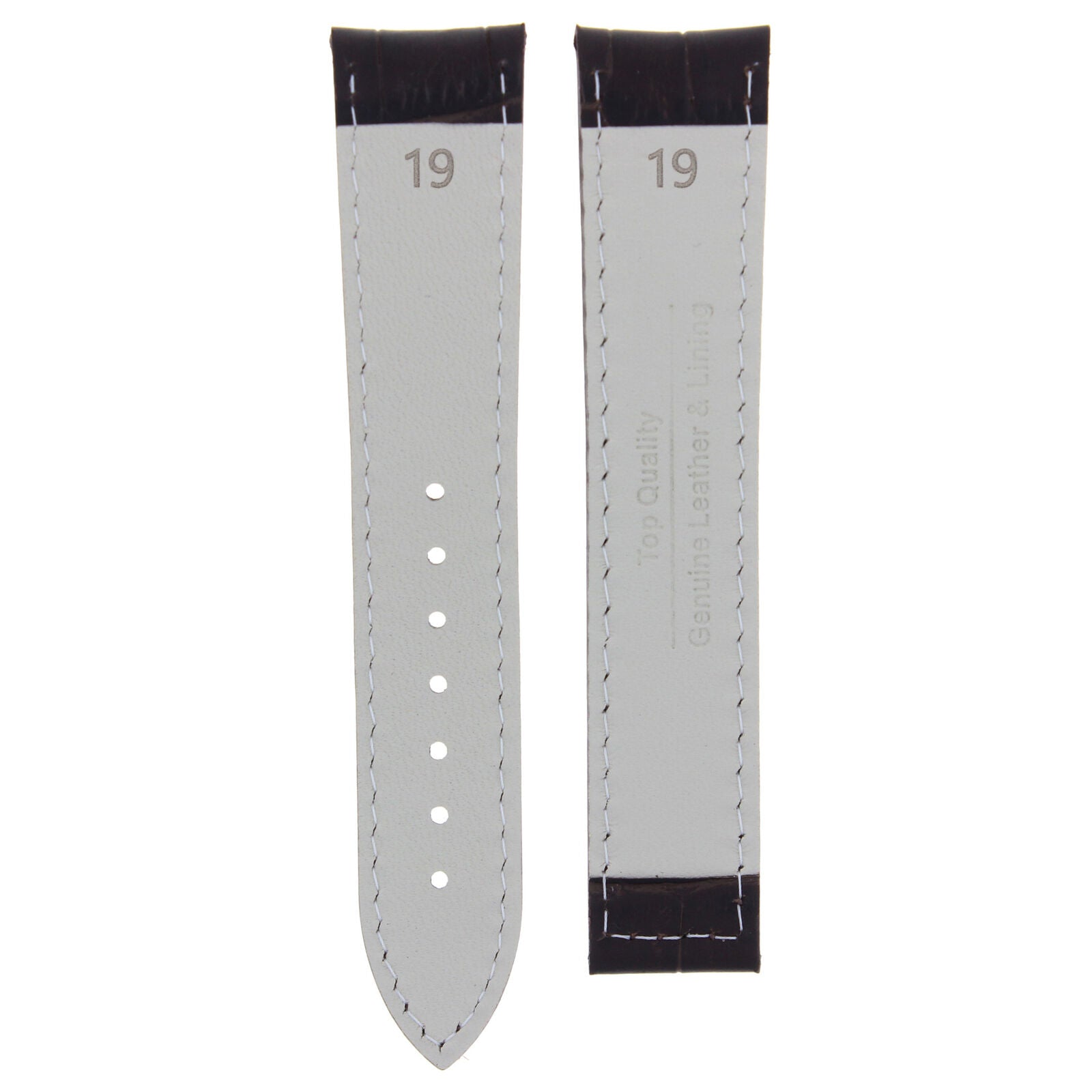 19MM LEATHER WATCH STRAP BAND FOR OMEGA SEAMASTER DEPLOYMENT CLASP DARK BROWN