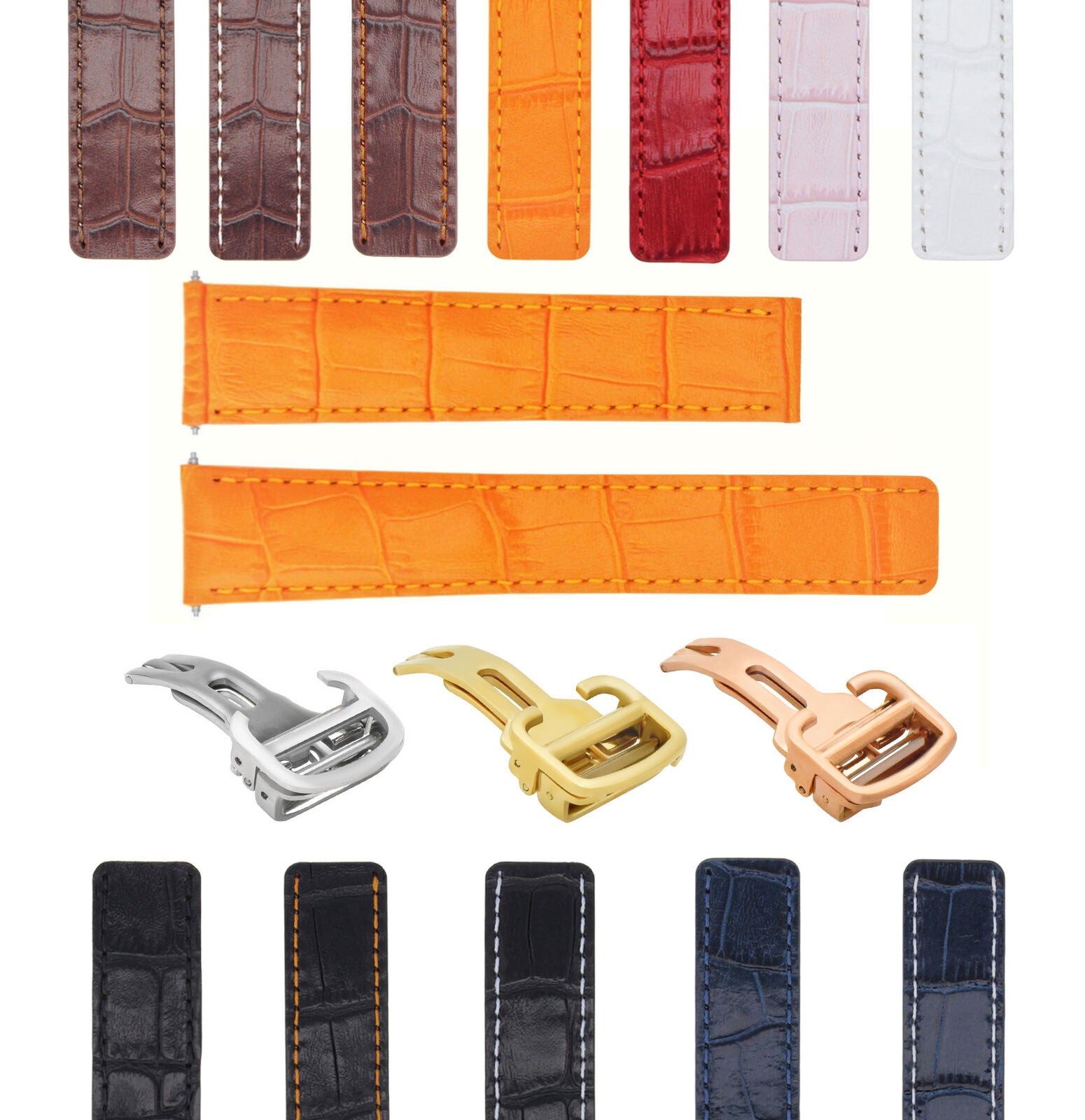 18-20MM LEATHER WATCH BAND STRAP FOR CARTIER TANK SOLO FRANCAISE DEPLOYMEN CLASP