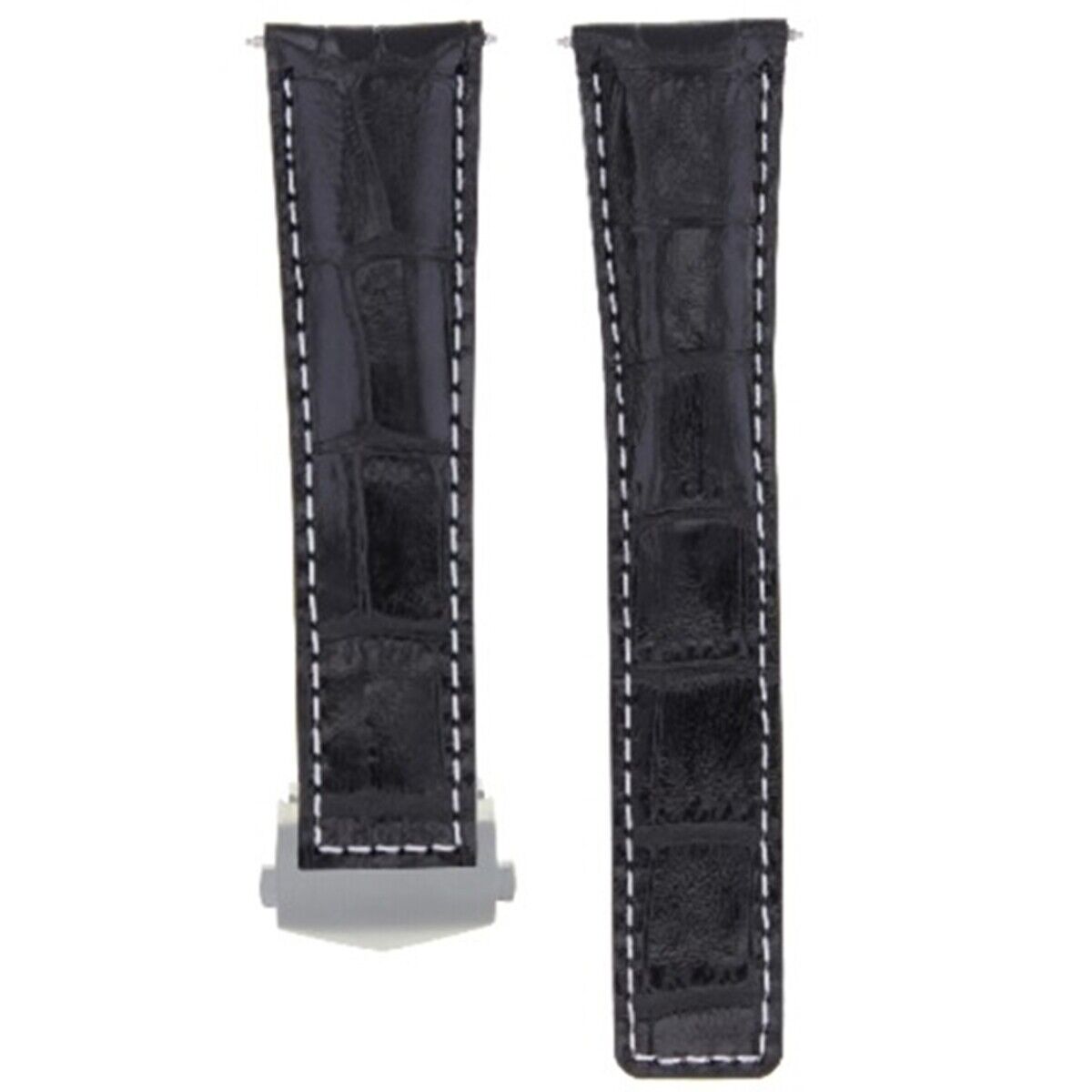 20MM LEATHER BAND STRAP FOR TAG HEUER CARRERA MONACO + DEPLOYMENT CLAS BLACK WS