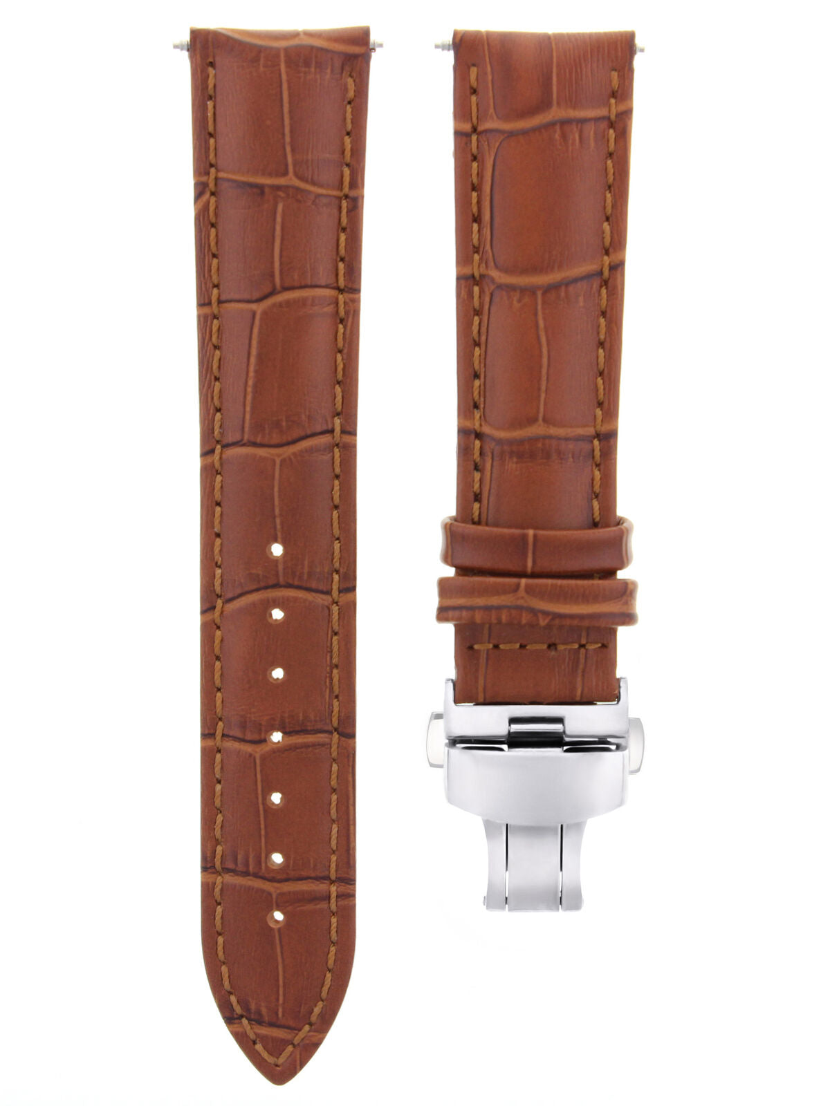 LEATHER WATCH BAND STRAP FOR TISSOT DEPLOYMENT CLASP - 22 MM