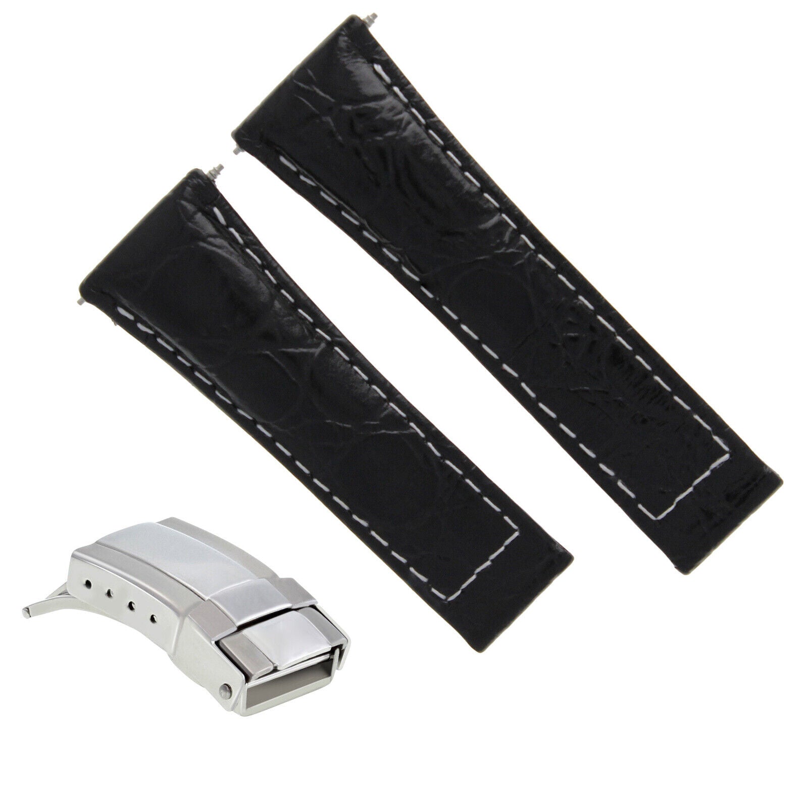 20MM CROC LEATHER WATCH BAND STRAP FITS ALL ROLEX DAYTONA + BUCKLE SHORT MEDIUM