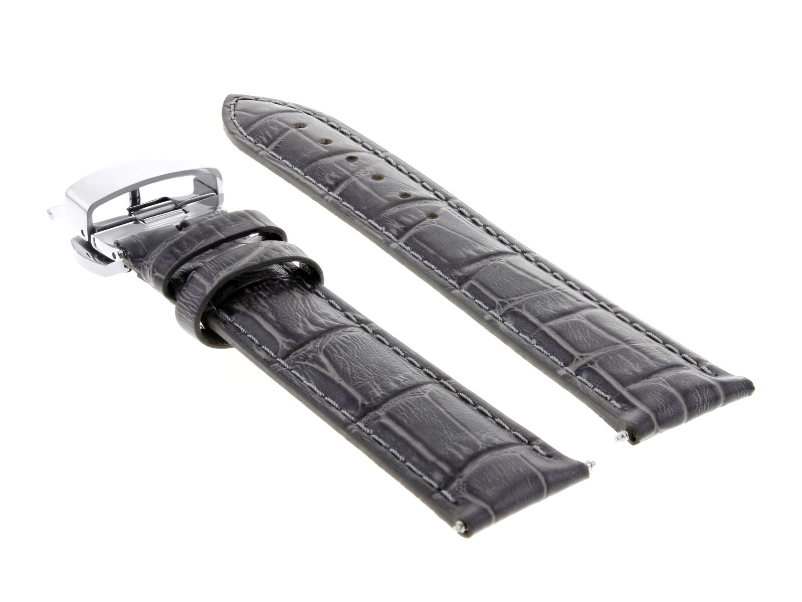 22MM LEATHER BAND STRAP FOR BREITLING CHRONOMAT NAVITIMER BENTELY CLASP GREY