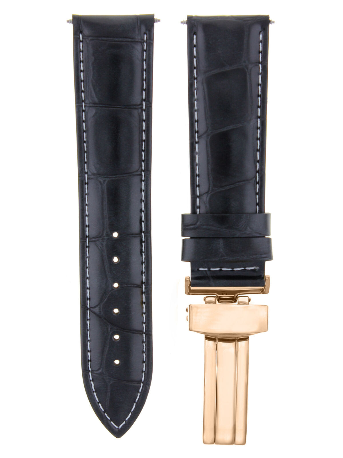 LEATHER WATCH BAND STRAP FOR CITIZEN CLASP ROSE BLACK - 20MM