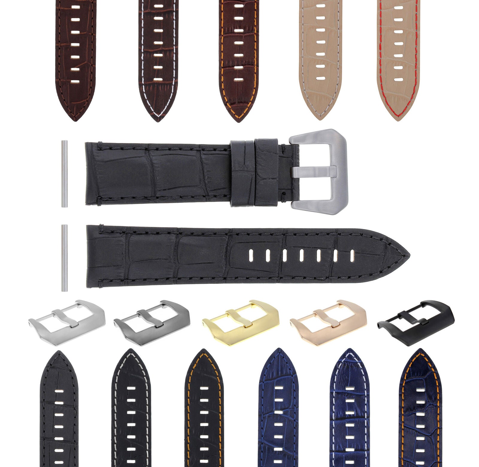 22-24MM LEATHER WATCH BAND STRAP FOR 40-44MM PANERAI MARINA RADIOMIR GMT WATCH