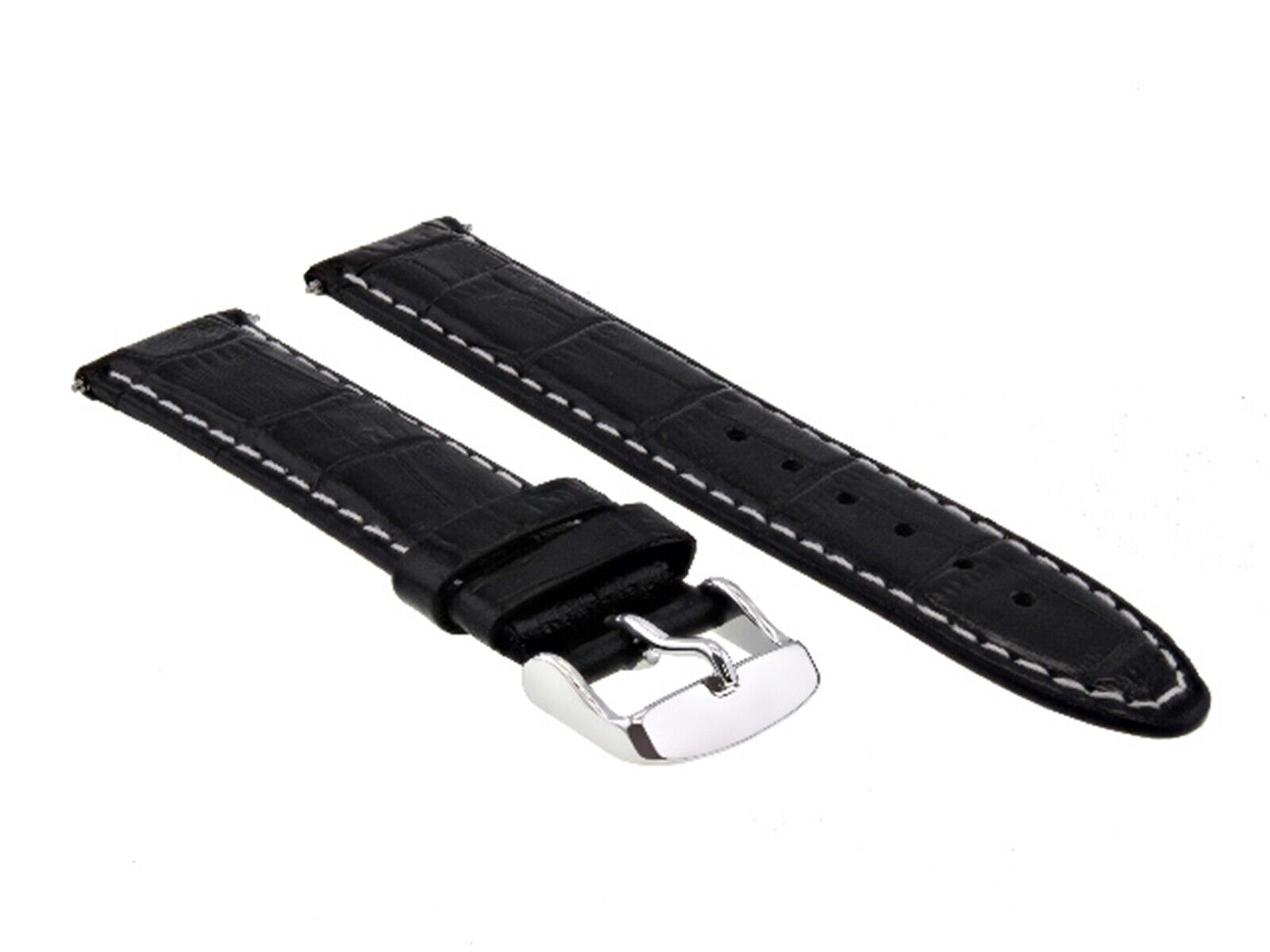 18MM LEATHER WATCH STRAP BAND BRACELET FOR MONTBLANC WATCH BLACK WHITE STITCH