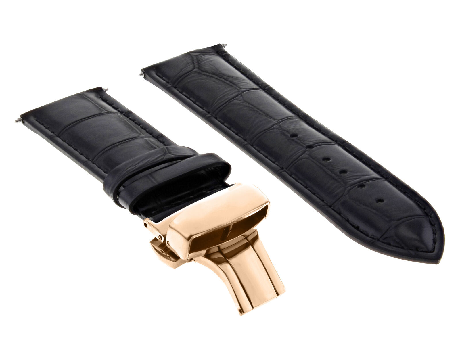 LEATHER WATCH BAND STRAP FOR CITIZEN CLASP ROSE BLACK - 21MM