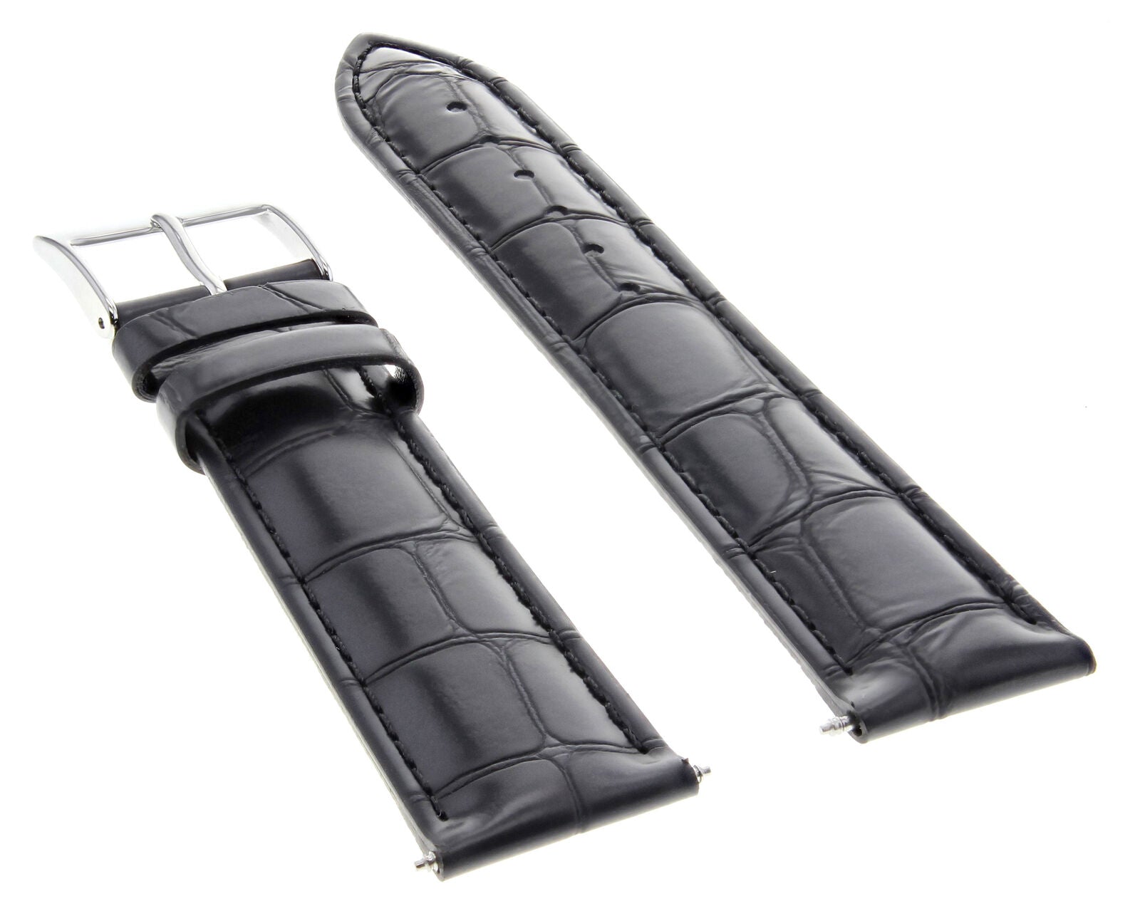 22MM GENUINE LEATHER WATCH BAND STRAP FOR CORUM ADMIRAL CUP WATCH BRACELET BLACK