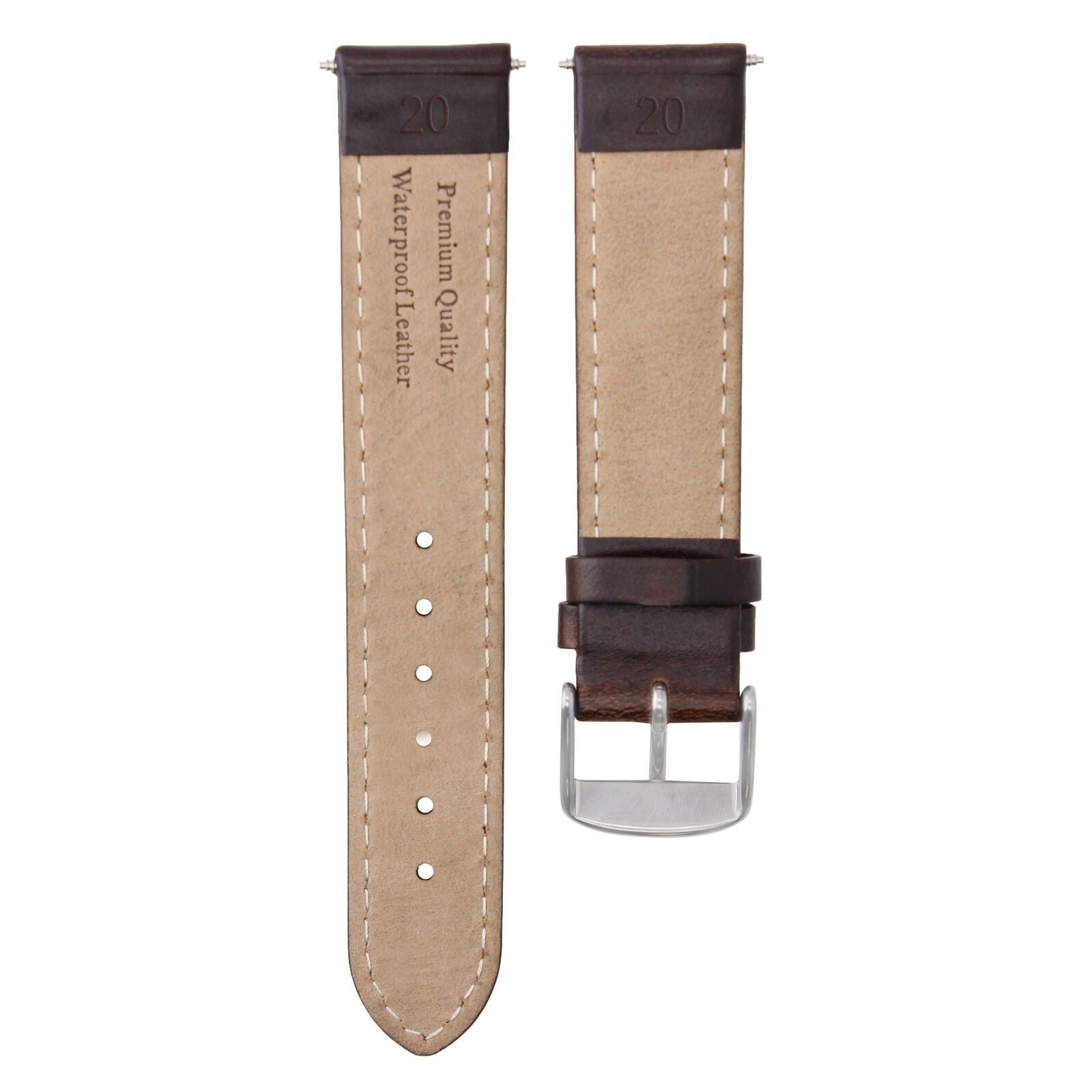 20MM  SMOOTH LEATHER WATCH STRAP BAND FOR IWC PILOT PORTUGUESE TOP GUN BROWN WS