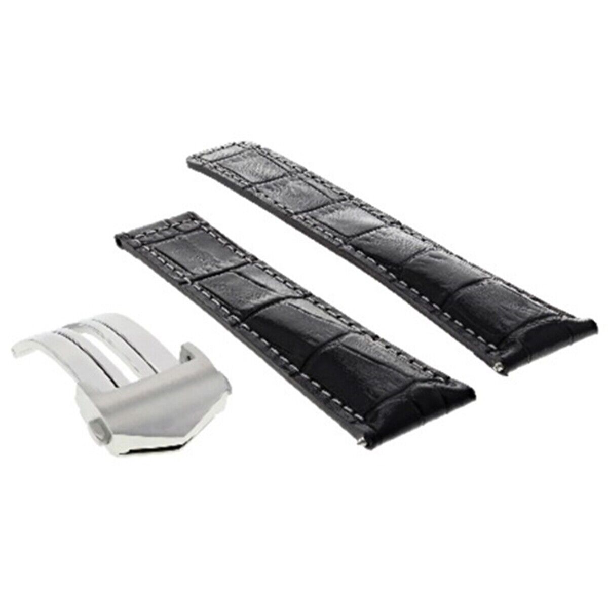 20MM LEATHER BAND STRAP FOR TAG HEUER CARRERA MONACO + DEPLOYMENT CLAS BLACK WS