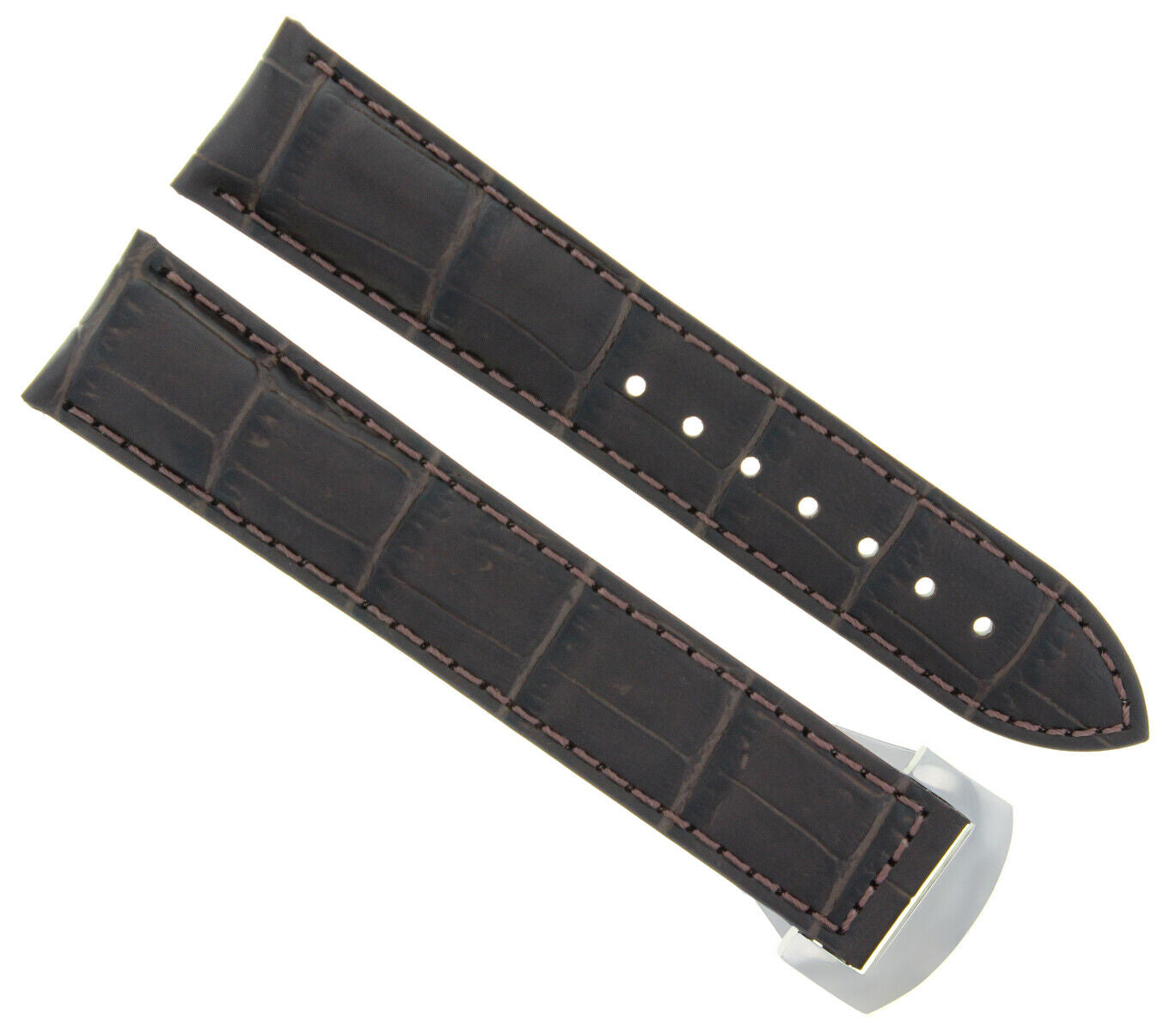22MM LEATHER WATCH BAND STRAP FOR OMEGA SEAMASTER PLANET WATCH CLASP D/BROWN