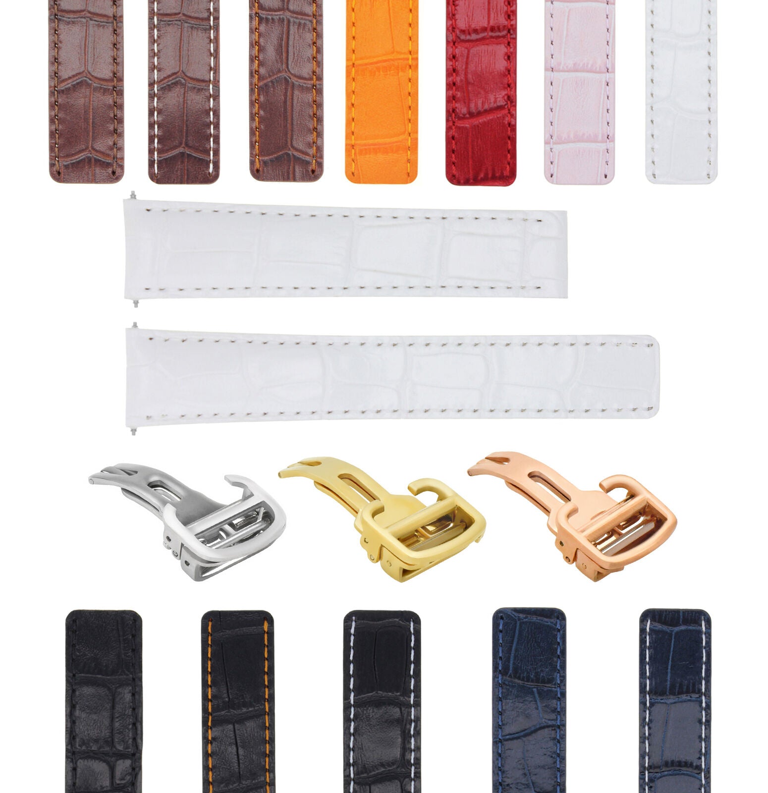 18-20MM LEATHER WATCH BAND STRAP FOR CARTIER TANK SOLO FRANCAISE DEPLOYMEN CLASP