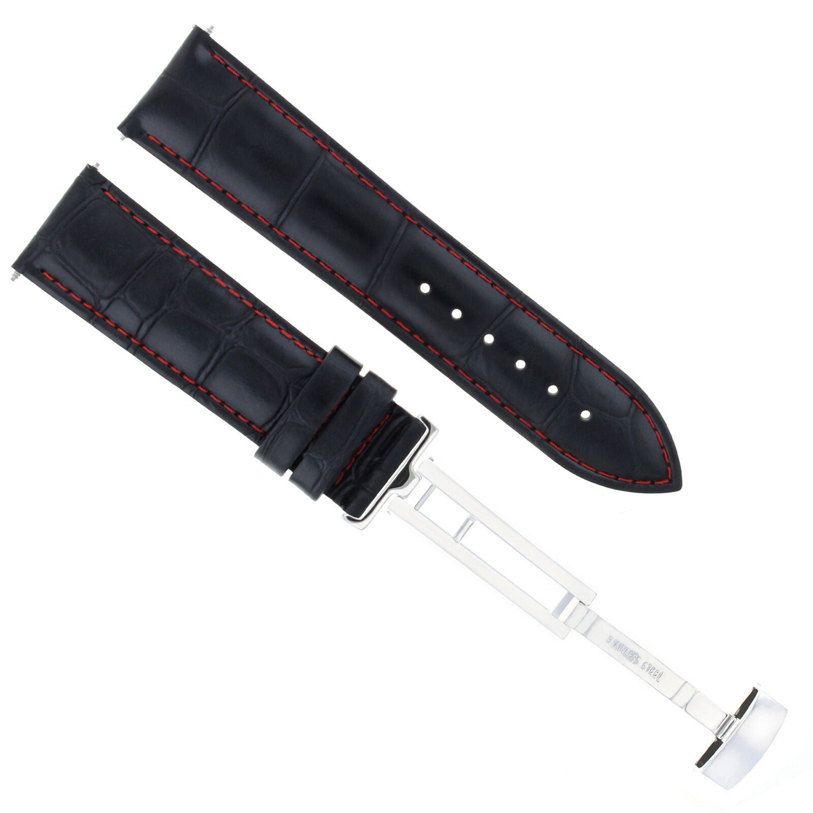 LEATHER WATCH STRAP BAND DEPLOYMENT CLASP FOR BREITLING GOLD 22MM