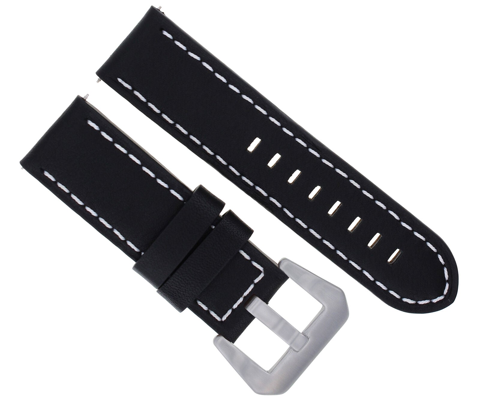 22MM LEATHER WATCH BAND STRAP FOR BREITLING NAVITIMER COLT CHRONOMAT BLACK WS