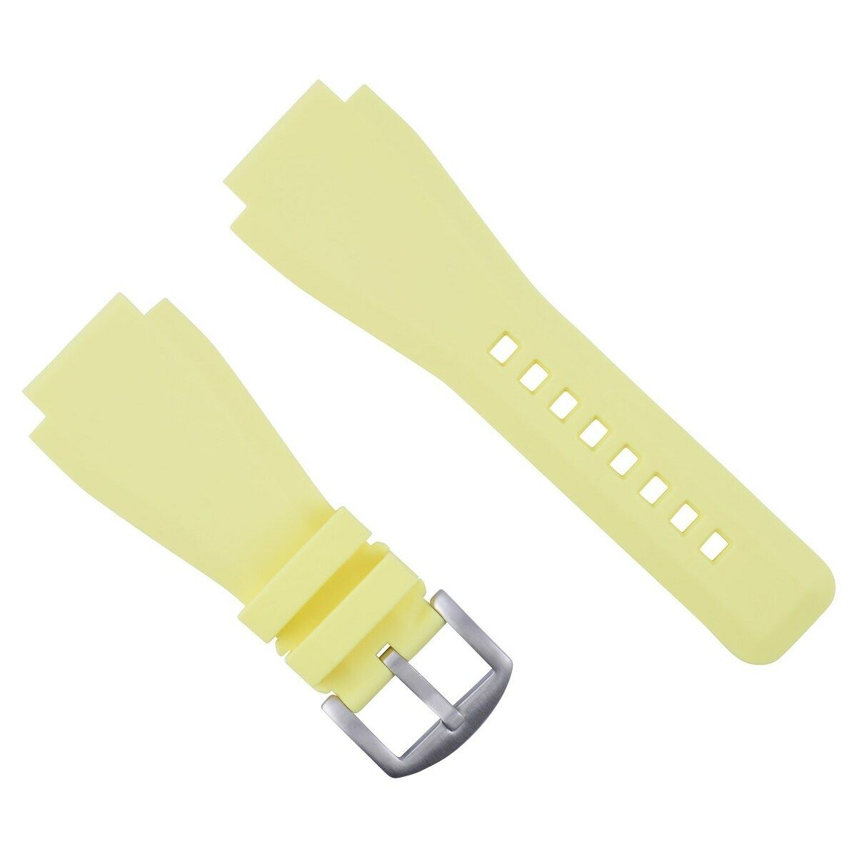 24MM  RUBBER STRAP WATCH BAND FOR BELL ROSS WATCH YELLOW BR-01-BR-03 WATCH BRUSH