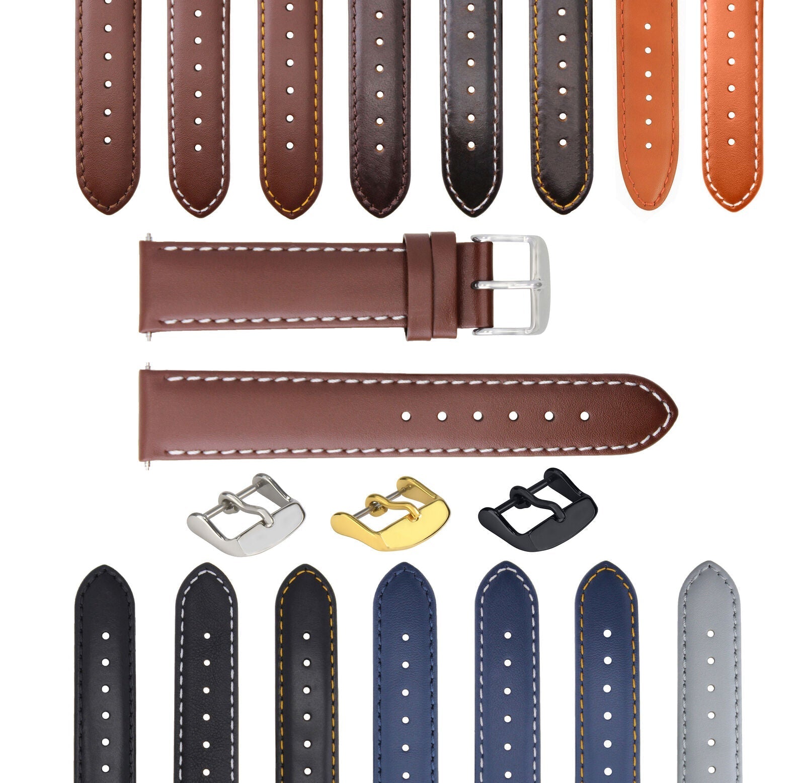 GENUINE LEATHER WATCH BAND SMOOTH STRAP FOR SEIKO KINETIC - 26MM