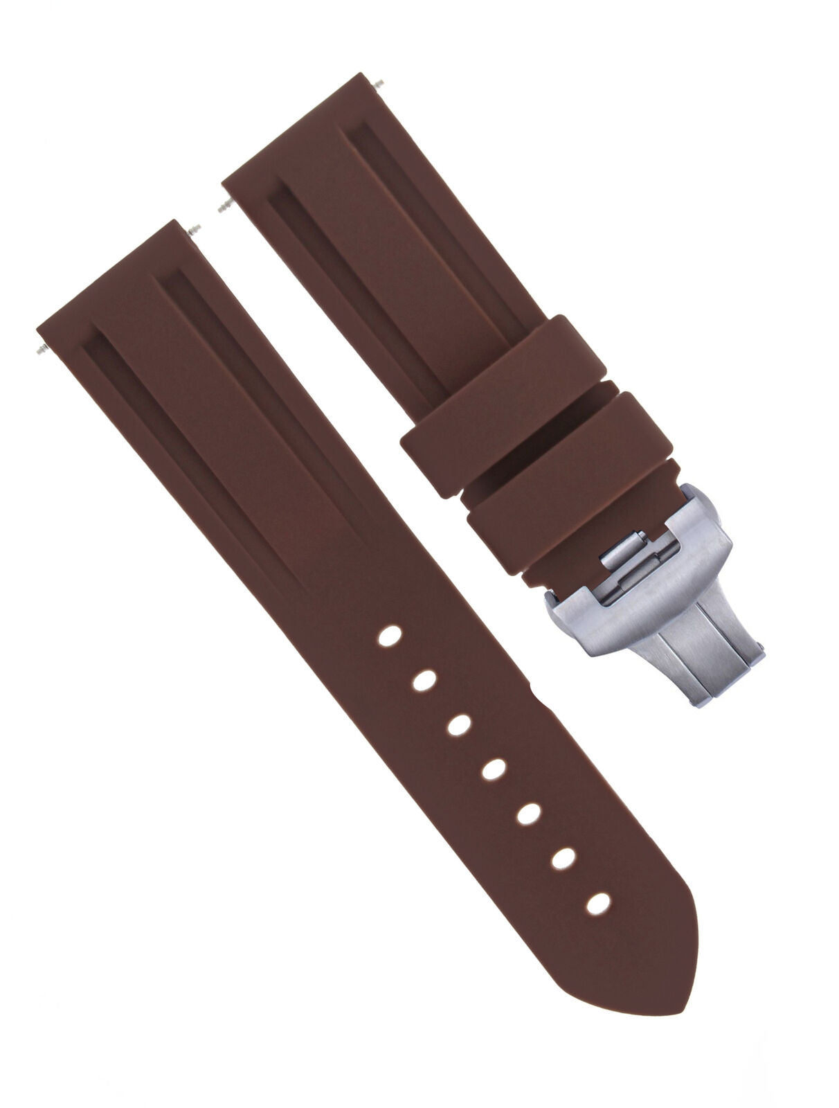 22MM RUBBER DIVER WATCH BAND DEPLOYMENT BUCKLE CLASP FOR 40MM PANERAI BROWN