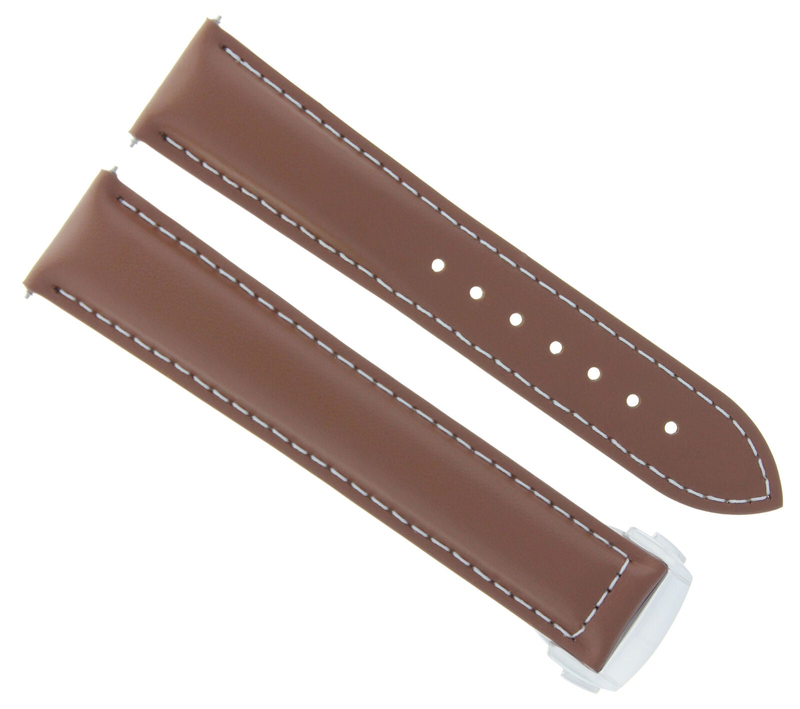 22MM LEATHER STRAP BAND FOR OMEGA SEAMASTER WATCH DEPLOYMENT CLASP BUCKLE TAN WS