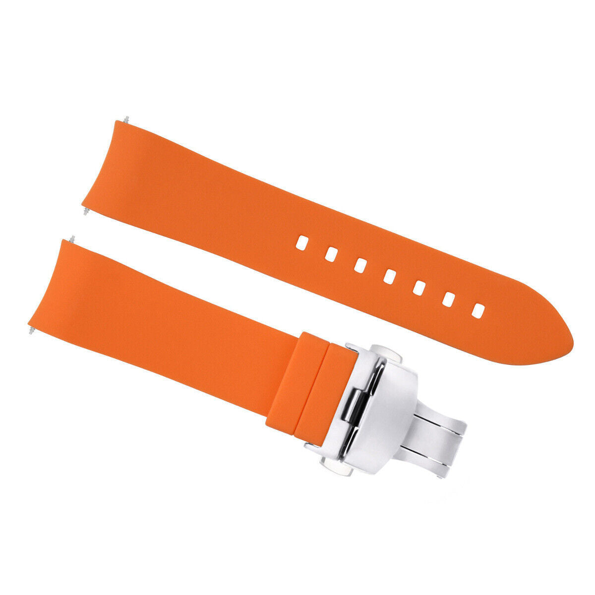 CURVED END SILICONE WATCH BAND RUBBER STRAP +CLASP - 21MM