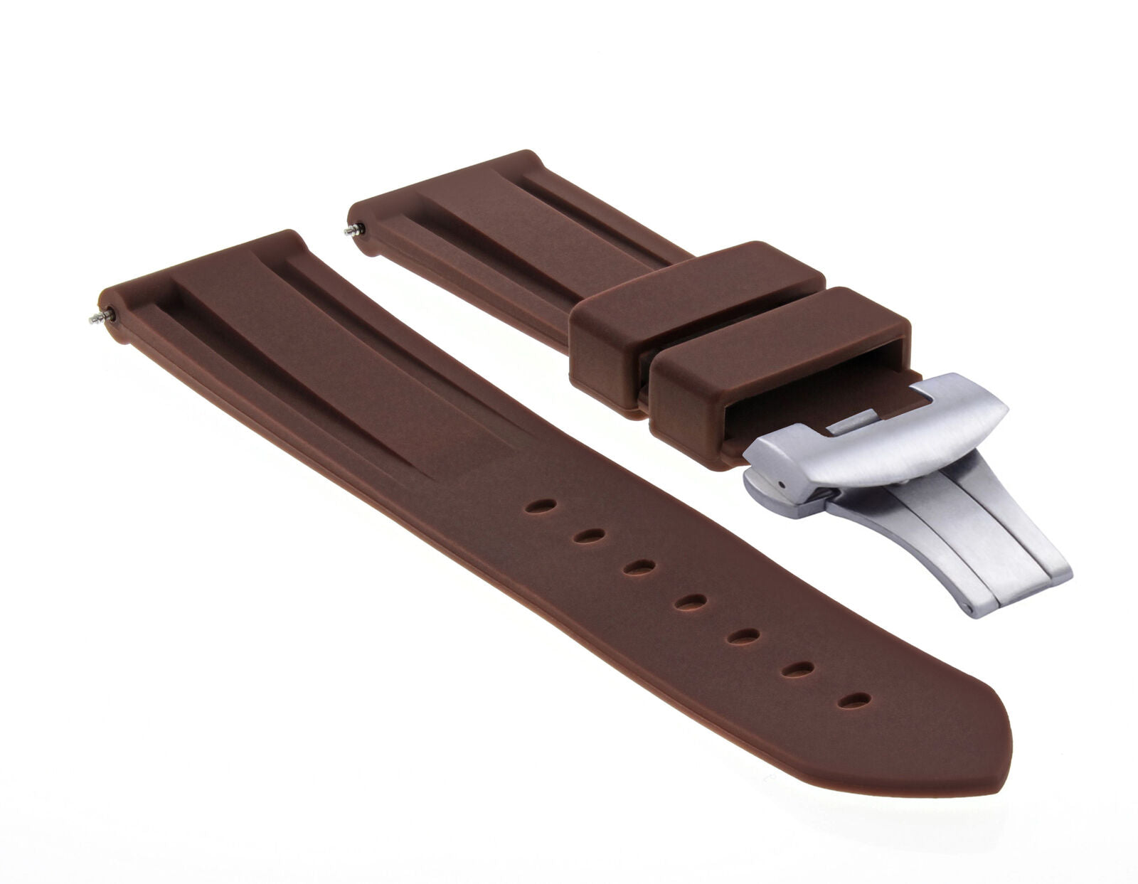 22MM RUBBER DIVER WATCH BAND DEPLOYMENT BUCKLE CLASP FOR 40MM PANERAI BROWN