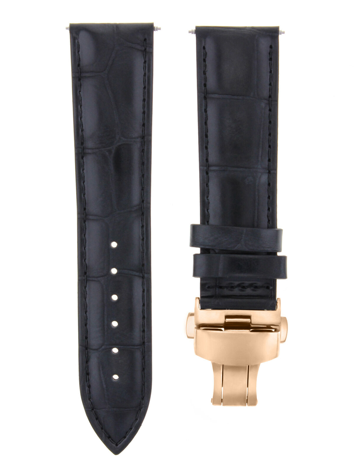 LEATHER WATCH BAND STRAP FOR CITIZEN CLASP ROSE BLACK - 24MM