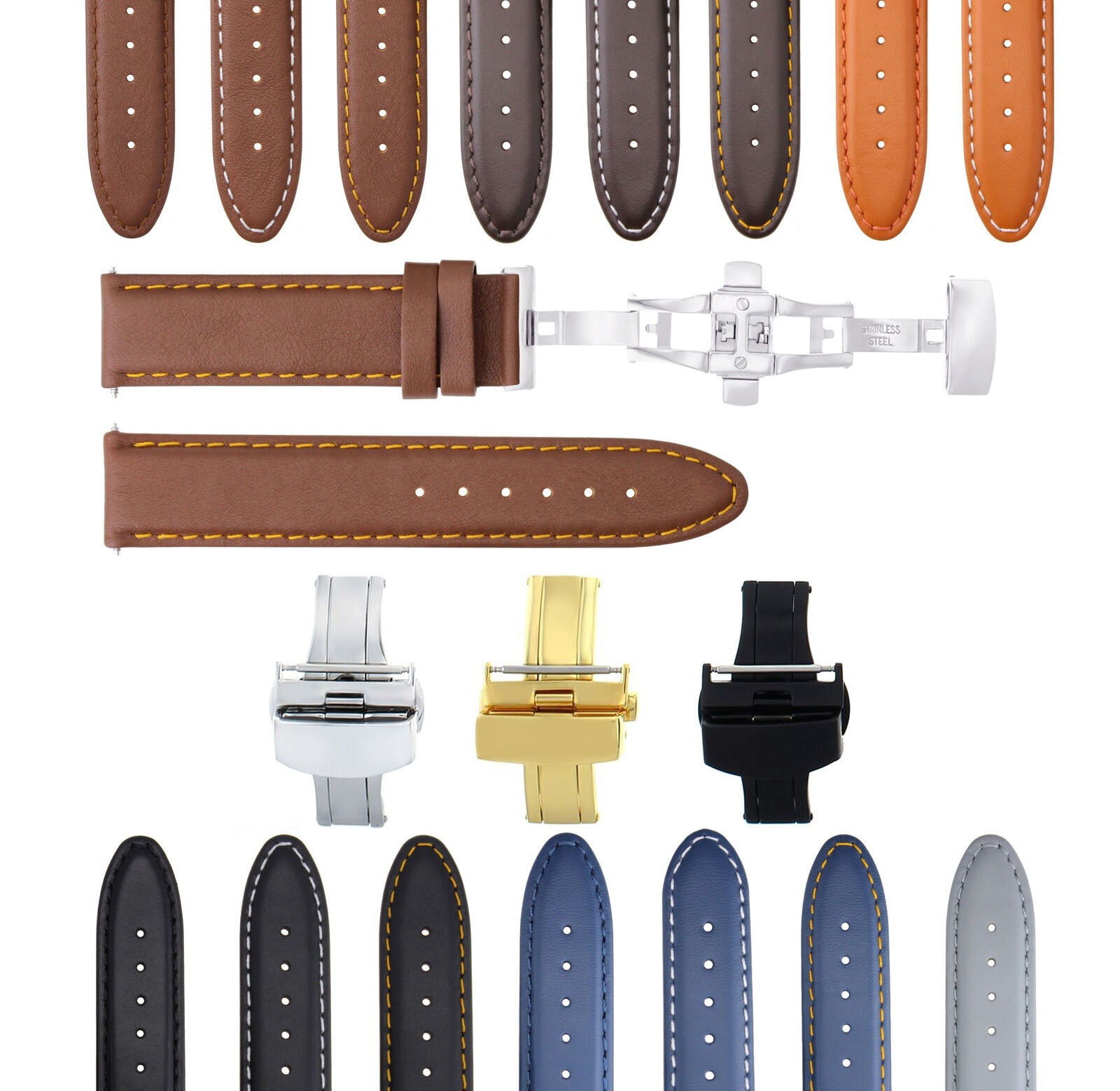 LEATHER BAND STRAP SMOOTH FOR IWC PILOT PORTUGUESE - 20MM