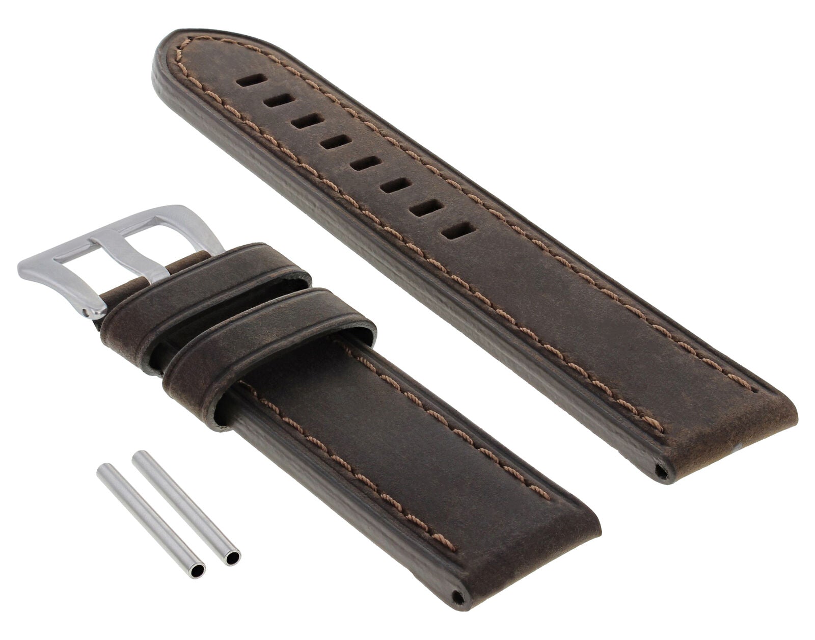 24MM COW LEATHER WATCH BAND STRAP FOR ANONIMO MILITARE SAILOR WATCH DARK BROWN