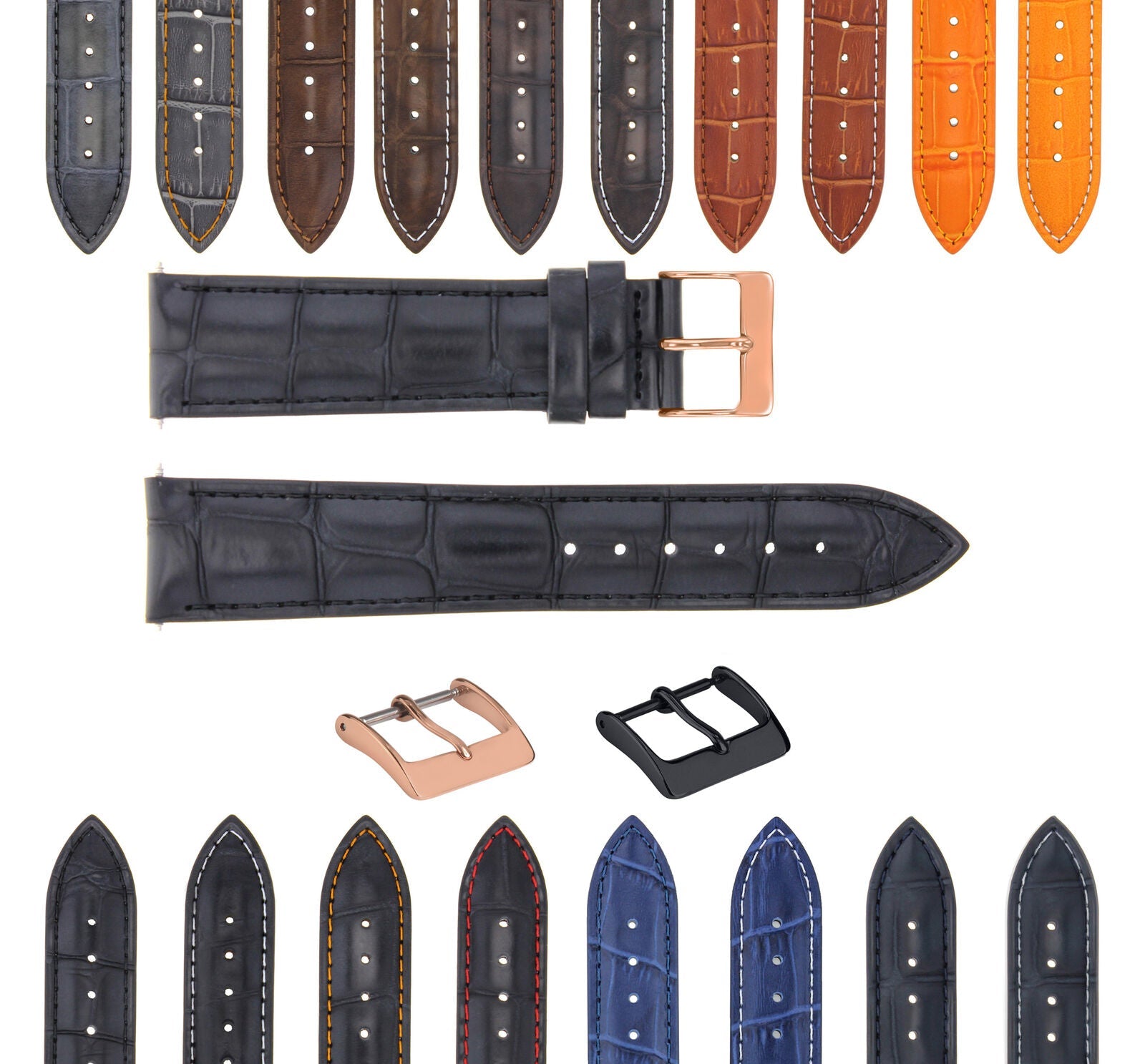 LEATHER WATCH BAND STRAP FOR CITIZEN DRIVE ROSE BLACK - 22MM