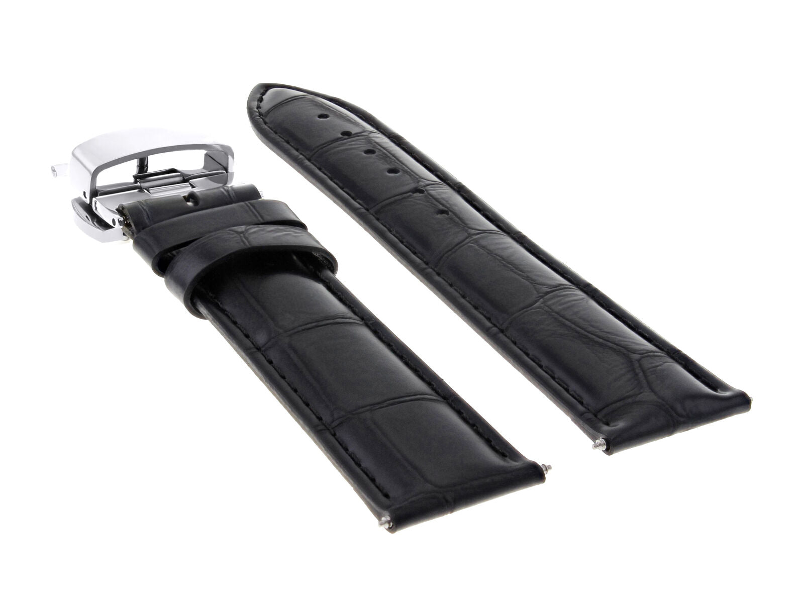 20MM LEATHER WATCH STRAP BAND FOR LONGINES HERITAGE L27554776 WATCH CLASP BLACK