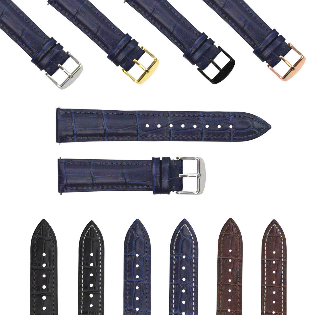 LEATHER WATCH BAND STRAP-QUICK RELEASE FOR SEIKO 5 KINETIC - 24MM
