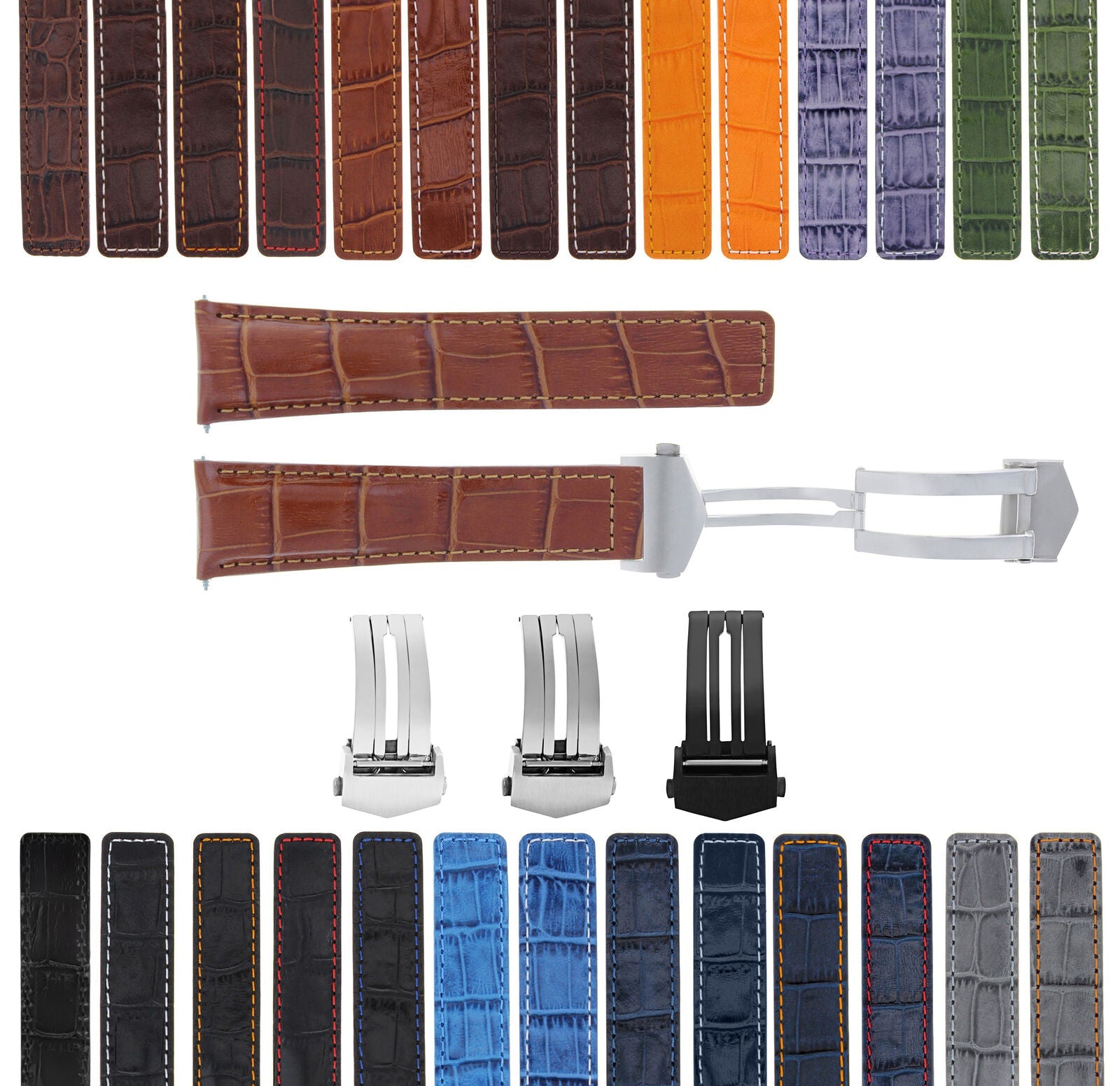 LEATHER WATCH BAND STRAP FOR TAG HEUER CARRERA DEPLOYMENT CLASP - 20MM
