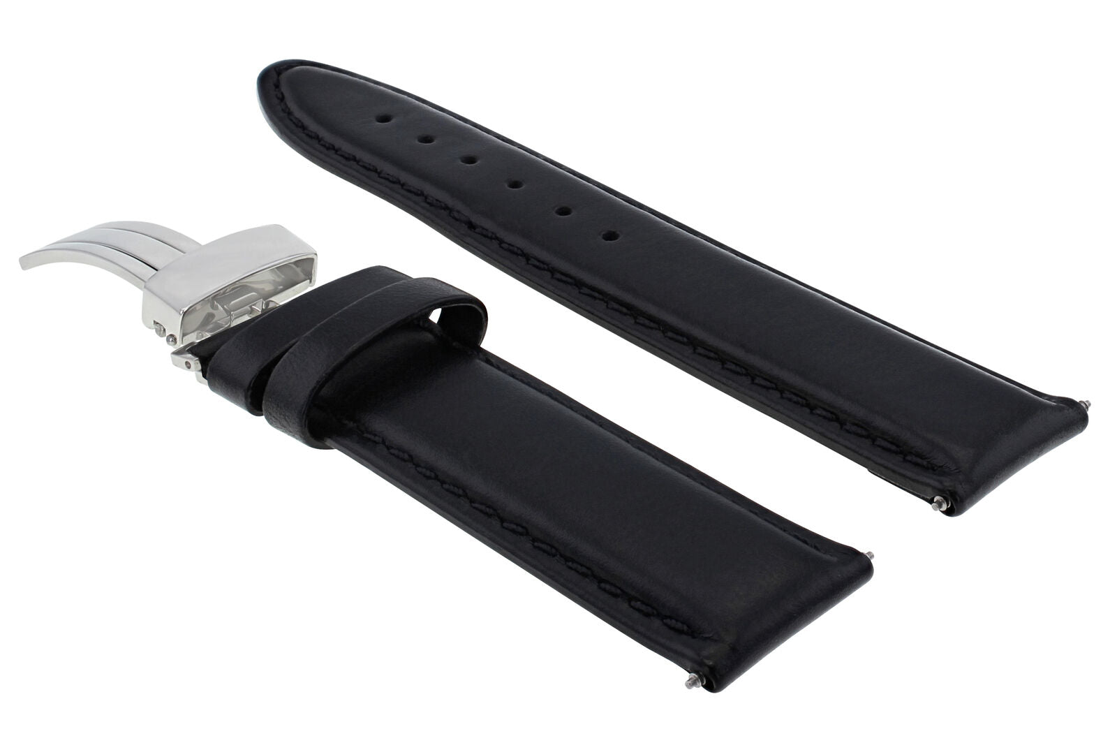 GENUINE LEATHER BAND STRAP SMOOTH DEPLOY CLASP FOR PANERAI - 24MM