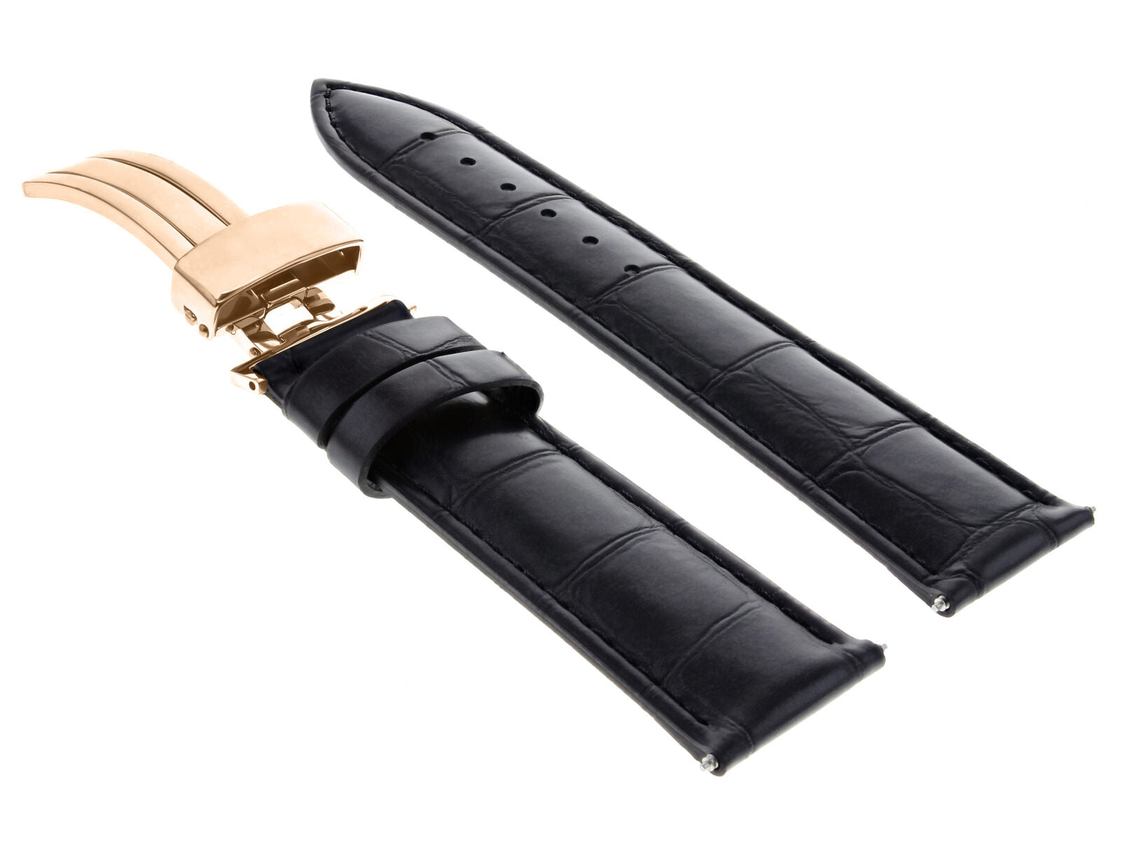 LEATHER WATCH BAND STRAP FOR CITIZEN CLASP ROSE BLACK - 20MM