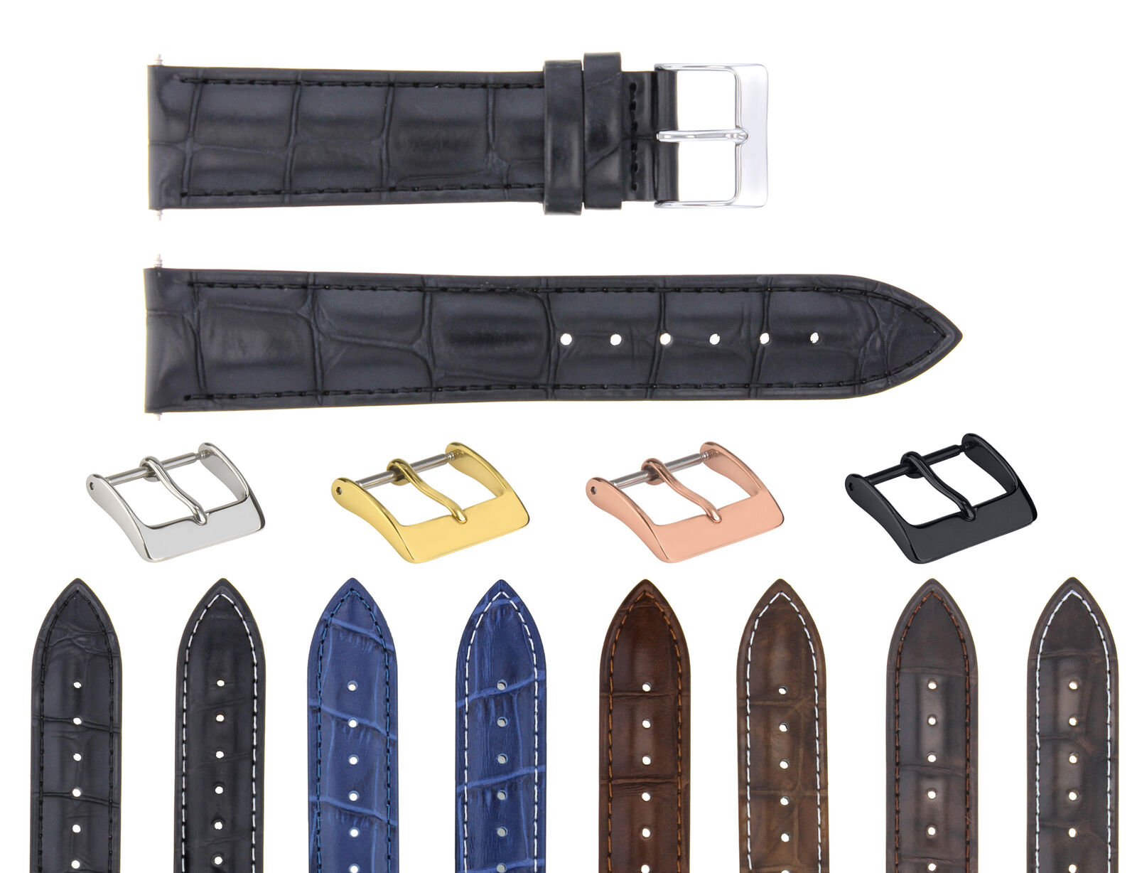 19-20MM LEATHER WATCH BAND STRAP TAPERING TO 16MM FOR ROLEX DATE, DATEJUST WATCH