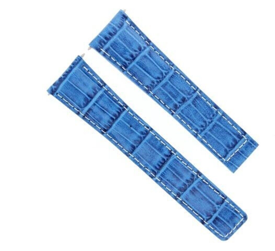 22MM LEATHER WATCH BAND STRAP CLASP FOR TAG HEUER CARERRA MONACO 3TC - BLACK