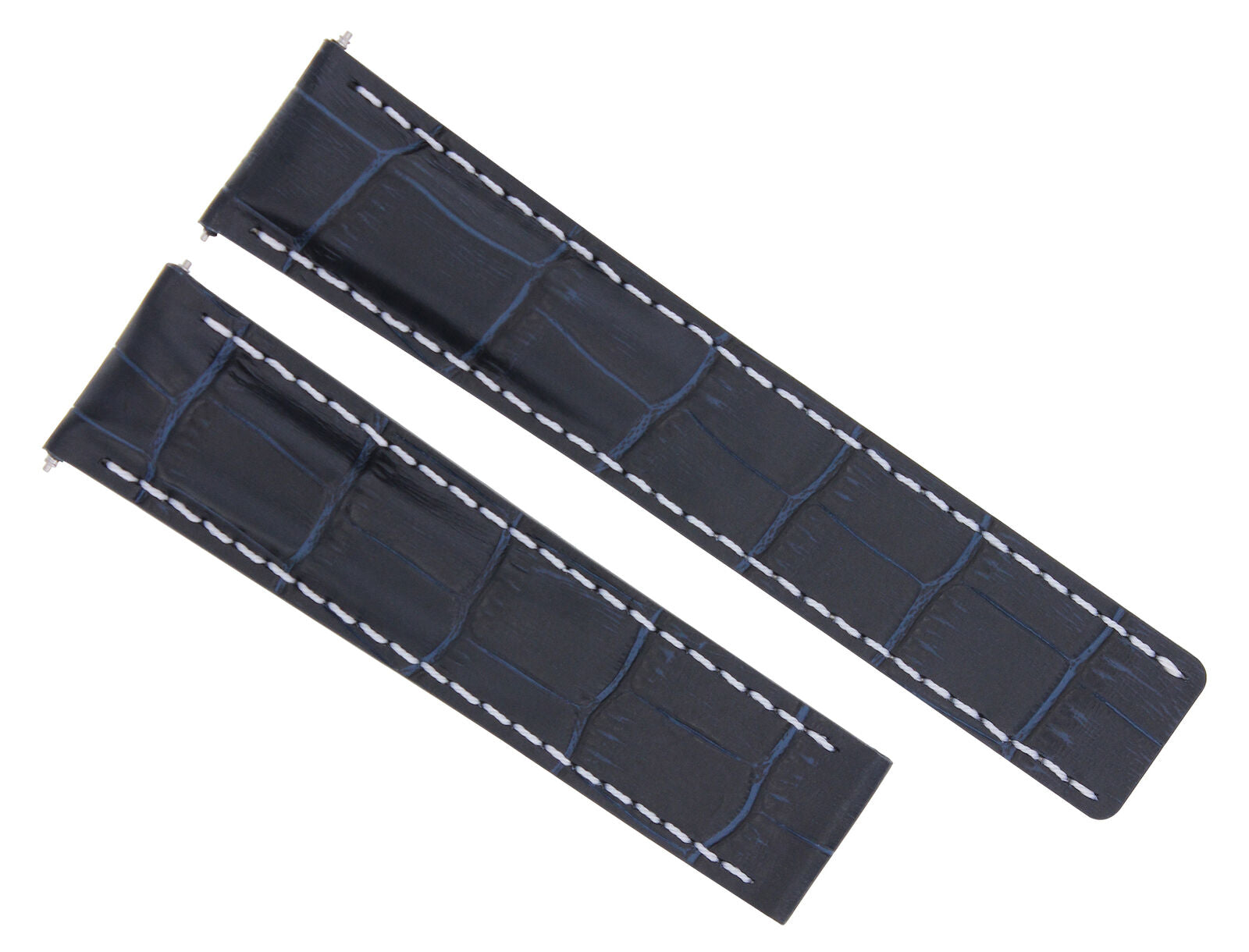 LEATHER STRAP BAND FOR BREITLING NAVITIMER COLT CHRONOMAT CLASP 22/20MM BLUE WS
