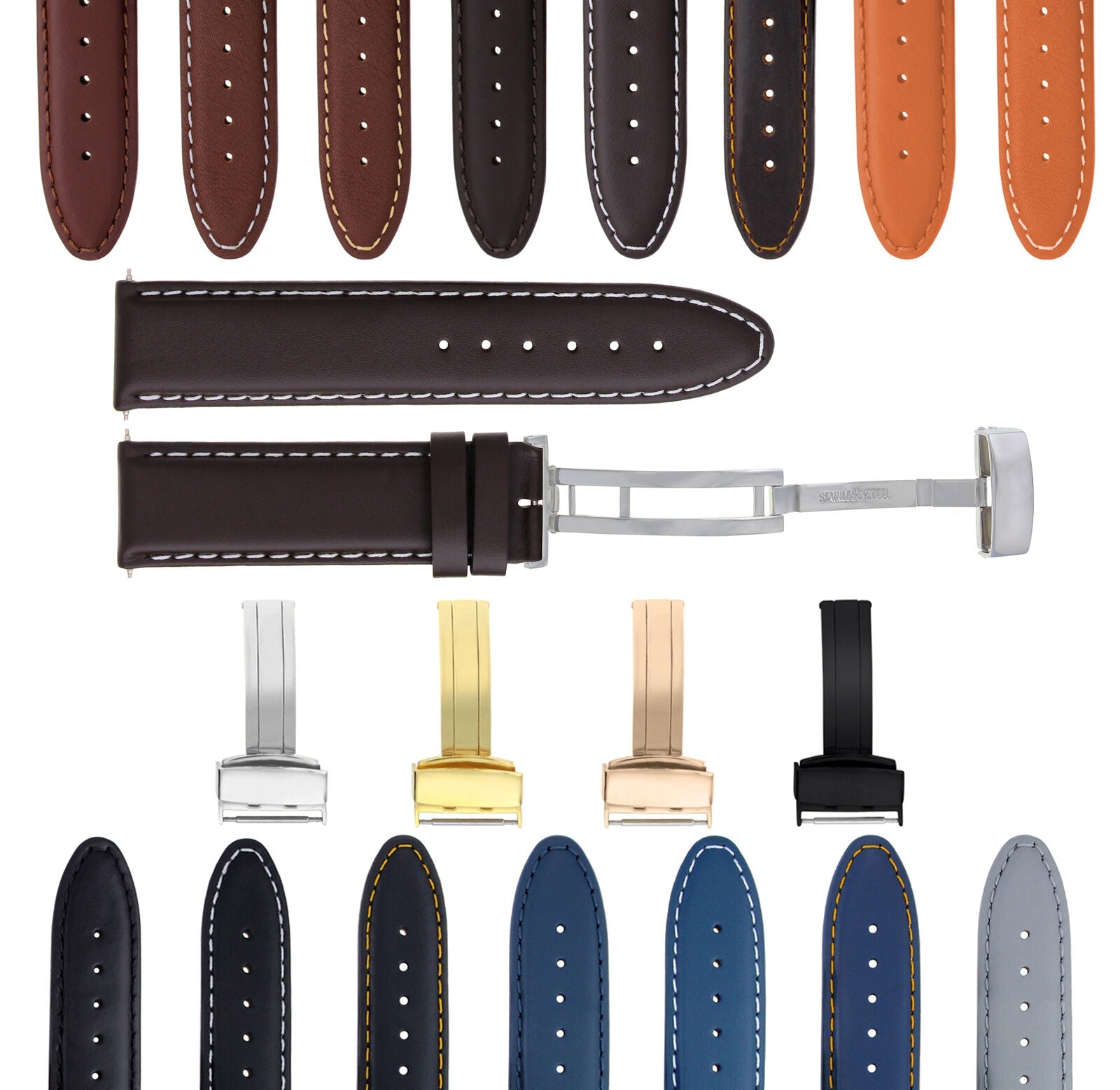 LEATHER BAND SMOOTH STRAP CLASP FOR TISSOT PRC200 PRS200 - 20MM