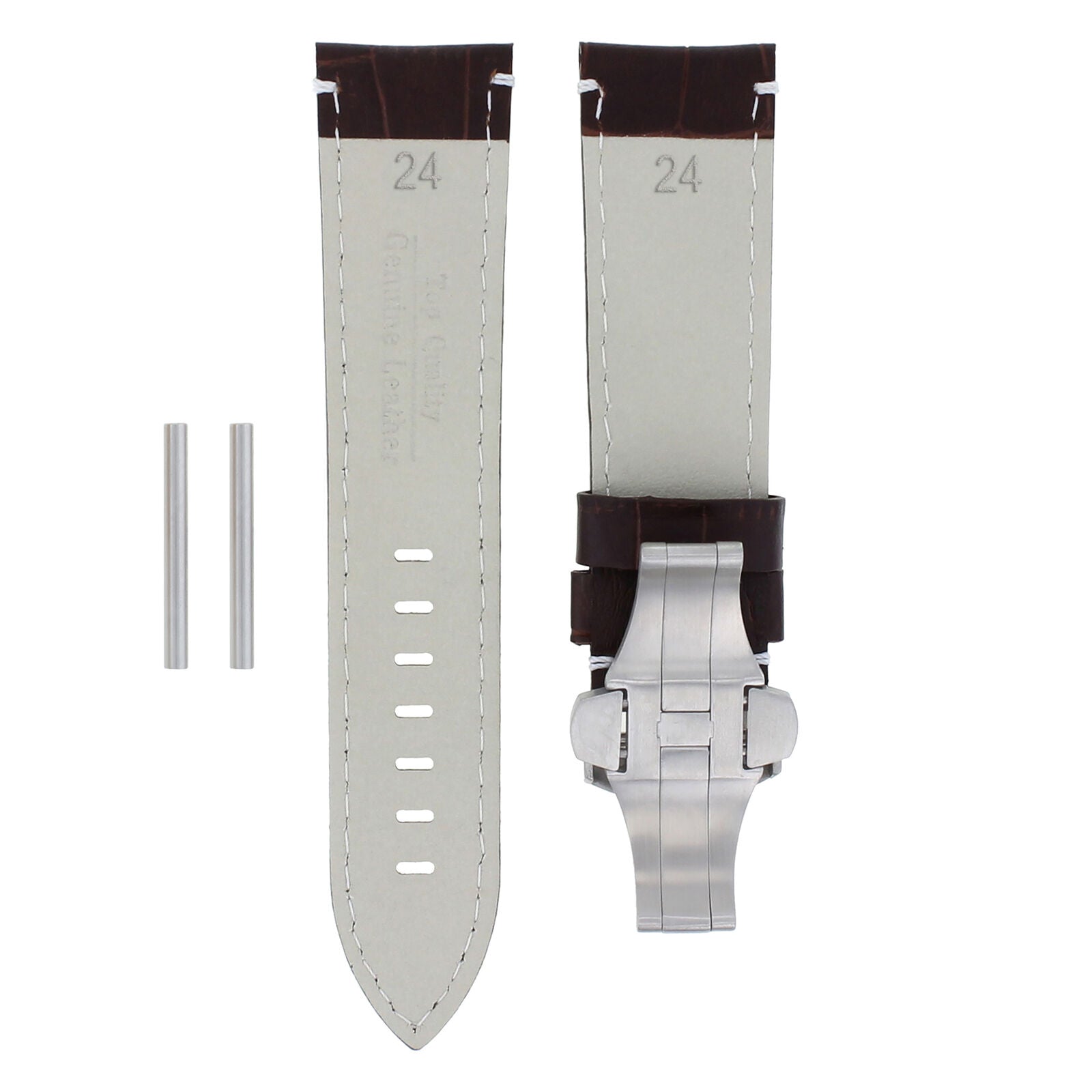 24MM PAM LEATHER WATCH STRAP BAND DEPLOYMENT CLASP FOR PANERAI 104 BROWN WS