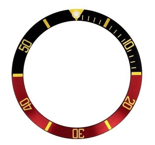 BEZEL INSERT ALUMINUM FOR TUDOR 7928 7922 7016 7016/0 7021/0 BLACK/RED GOLD/FONT